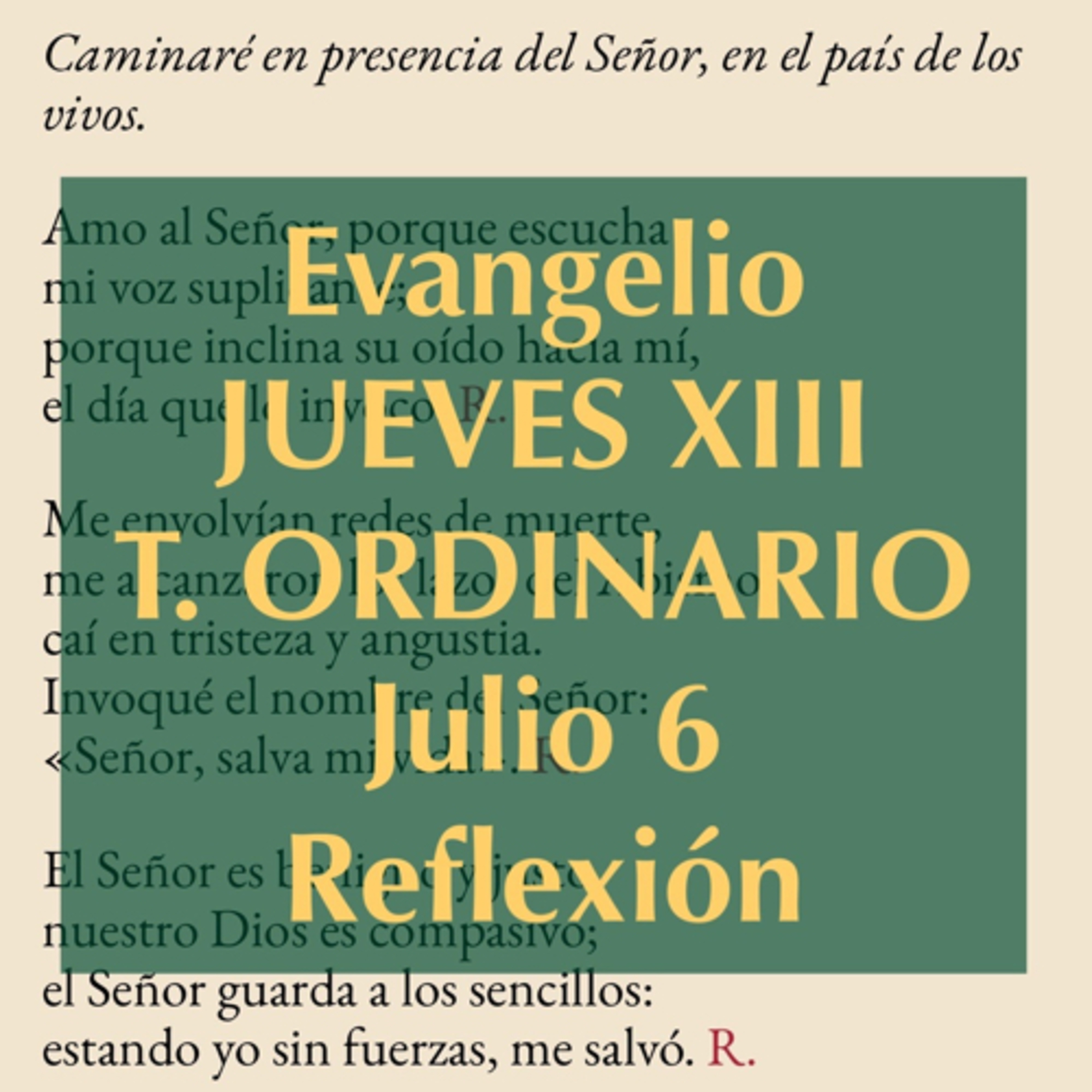 JUEVES XIII DE TIEMPO ORDINARIO. Julio 6. Evangelio y reflexión. episode artwork