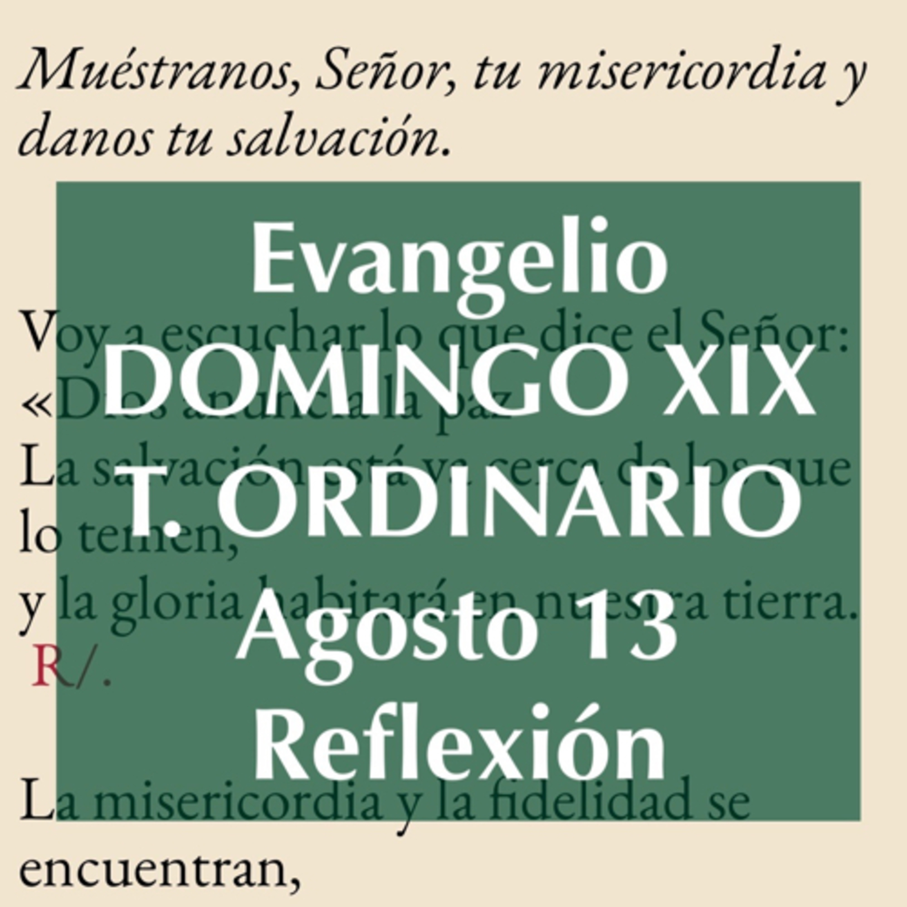 DOMINGO XIX DE TIEMPO ORDINARIO. Agosto 13. Evangelio y reflexión. episode artwork