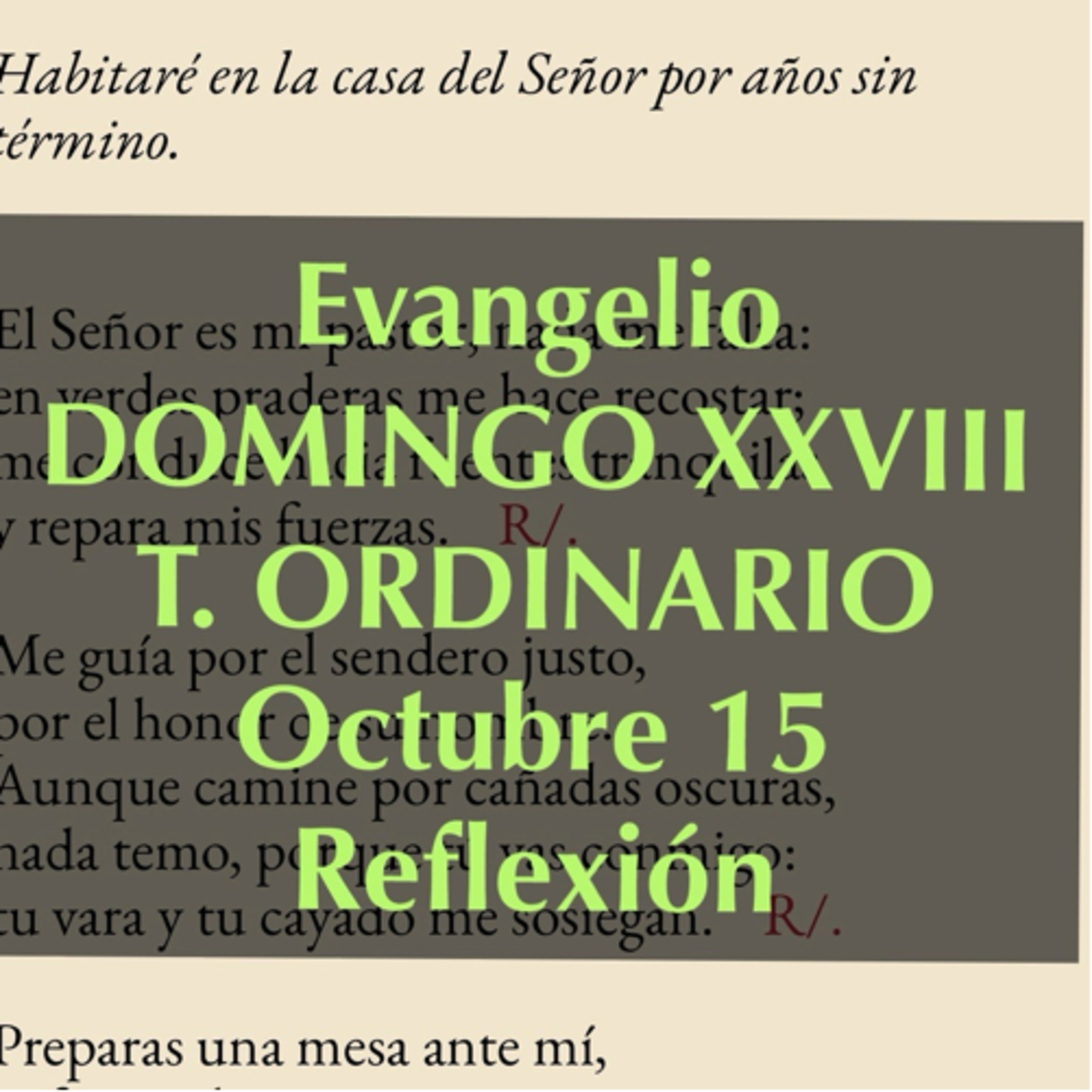 DOMINGO XXVIII DE TIEMPO ORDINARIO. Octubre 15. Evangelio y reflexión. episode artwork