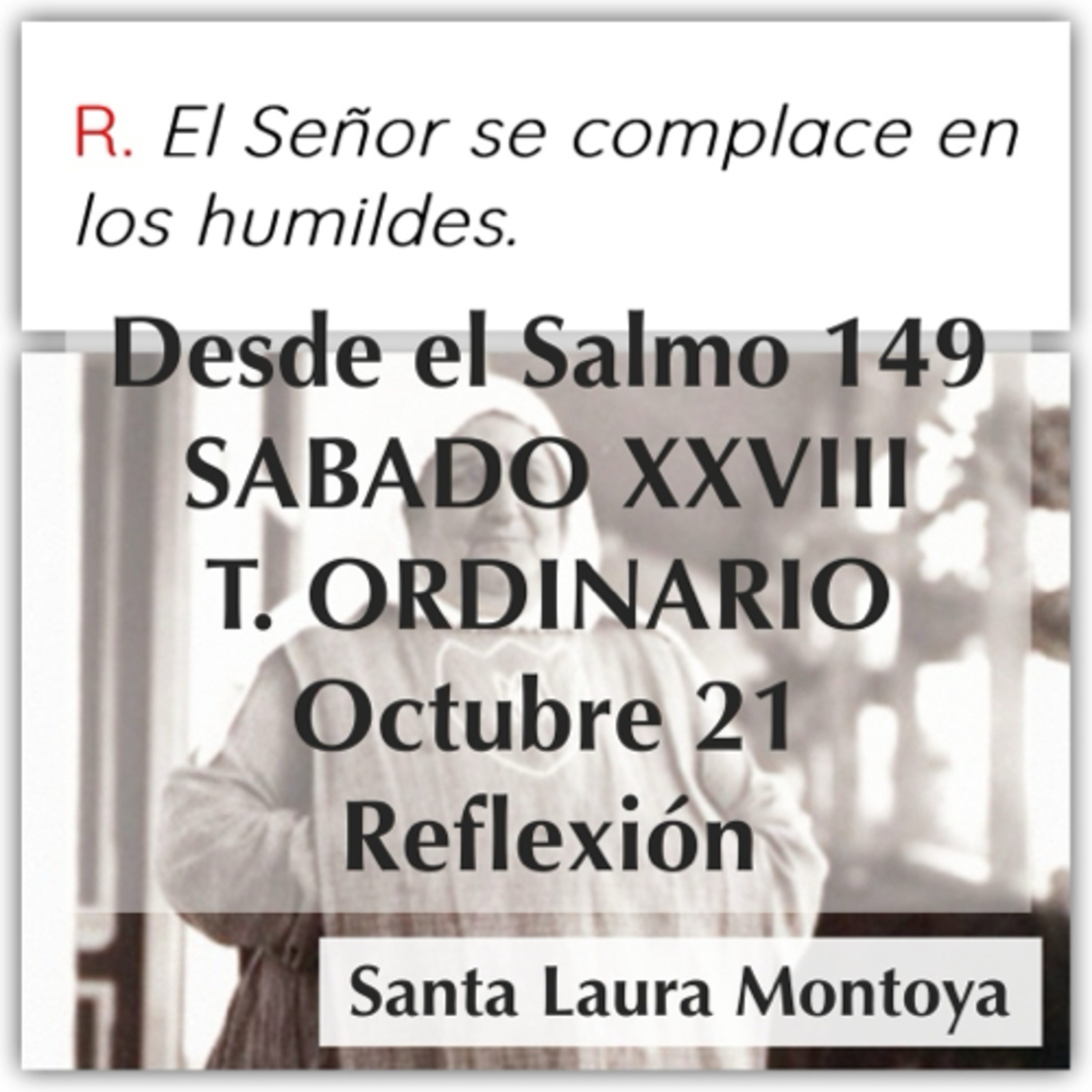 SABADO XXVIII DE TIEMPO ORDINARIO. Octubre 21. Evangelio y reflexión. SANTA LAURA MONTOYA. episode artwork
