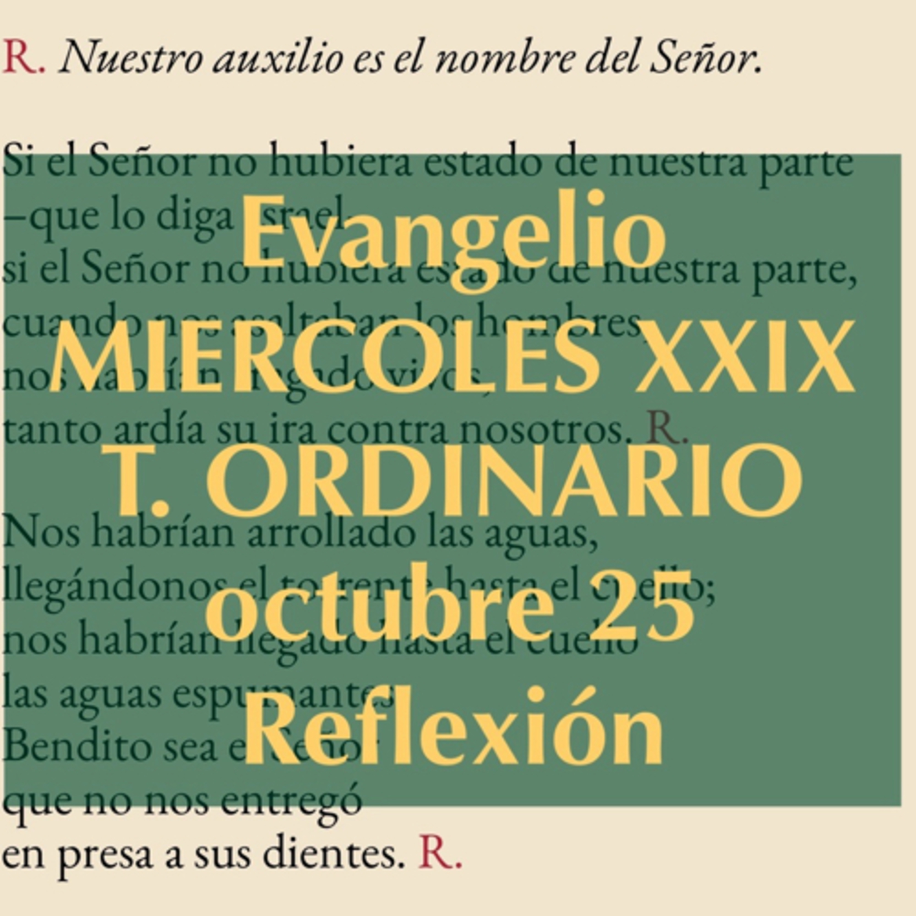 MIERCOLES XXIX DE TIEMPO ORDINARIO. Octubre 25. Evangelio y reflexión. episode artwork