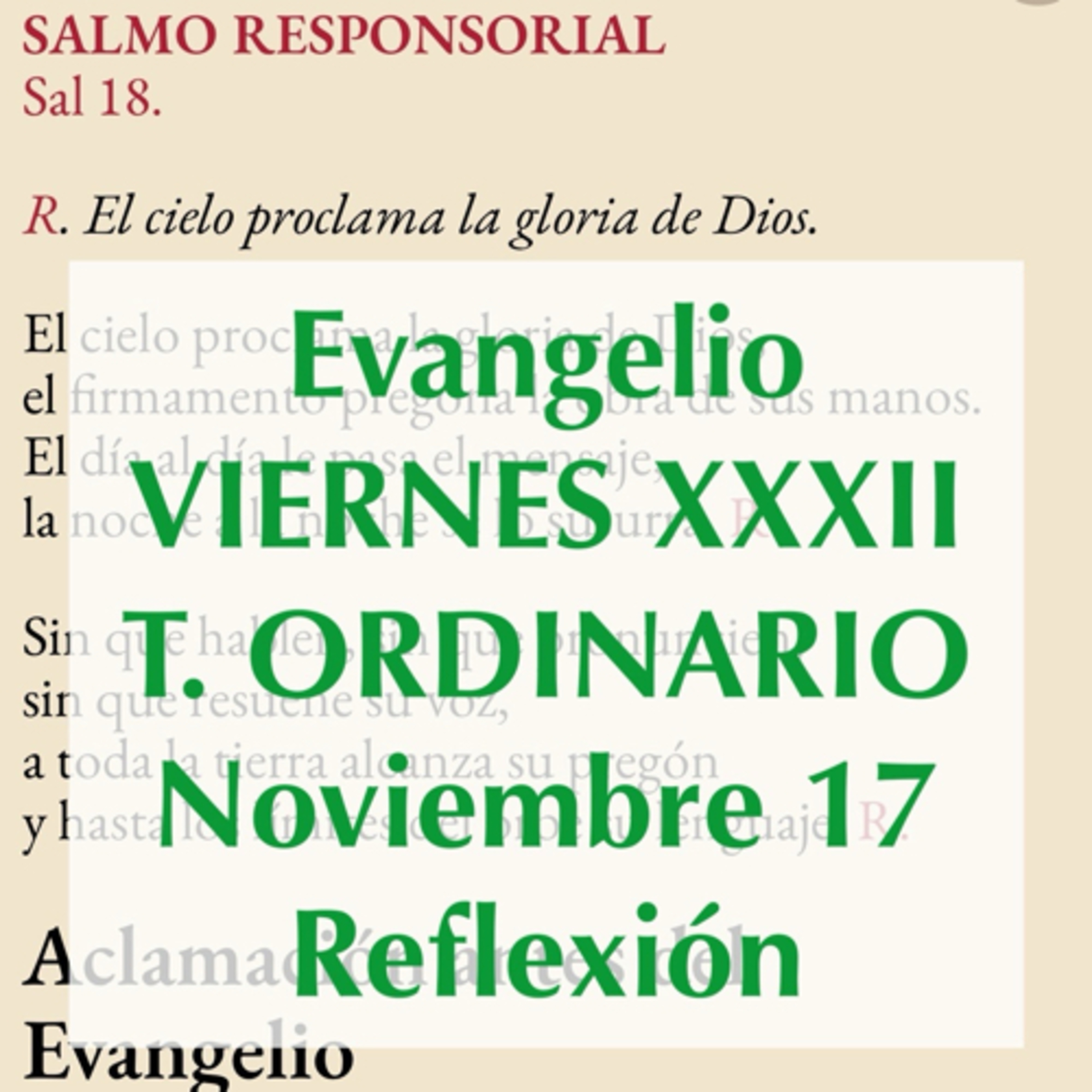 VIERNES XXXII DE TIEMPO ORDINARIO. Noviembre 17. Evangelio y reflexión. episode artwork