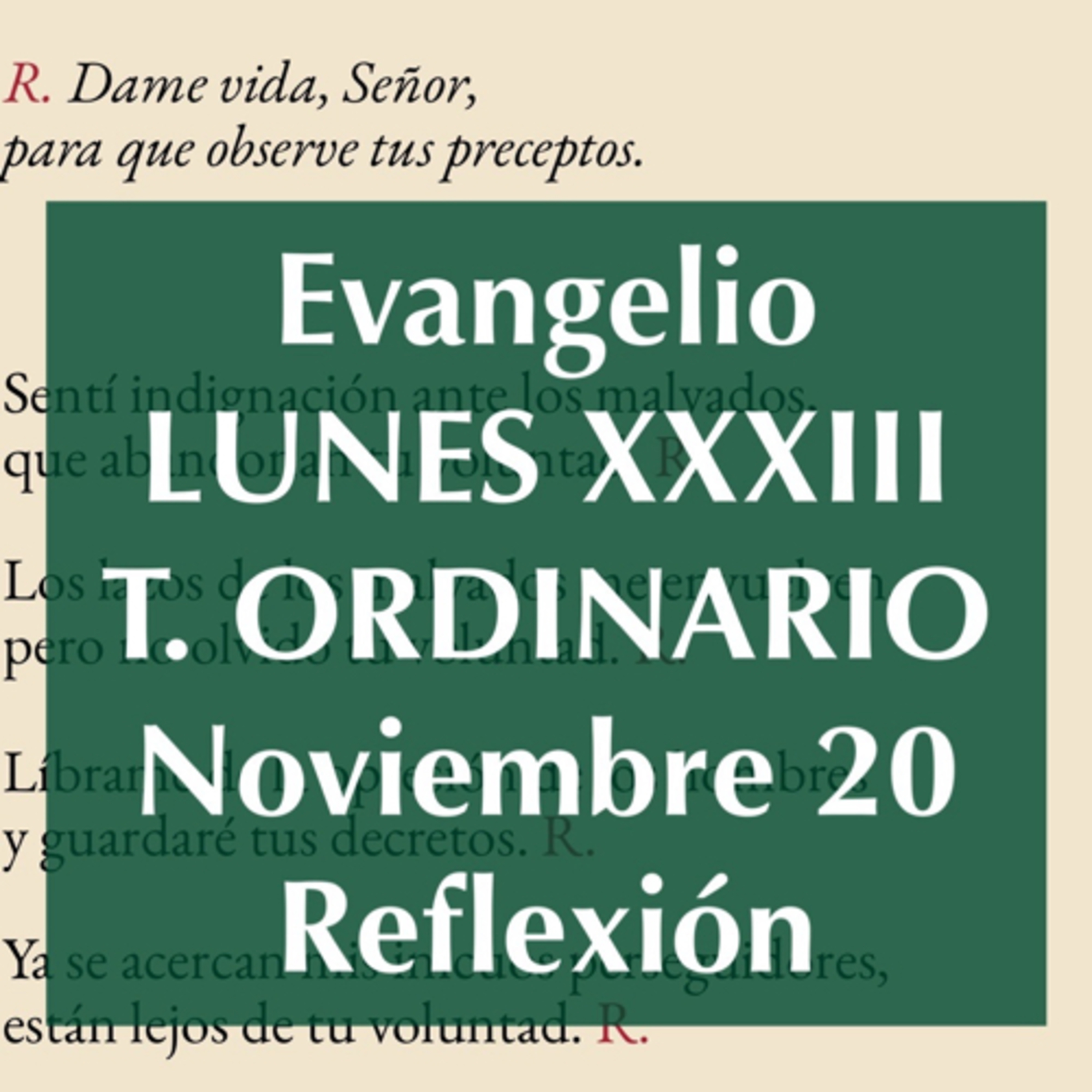 LUNES XXXIII DE TIEMPO ORDINARIO. Noviembre 20. Evangelio y reflexión. episode artwork
