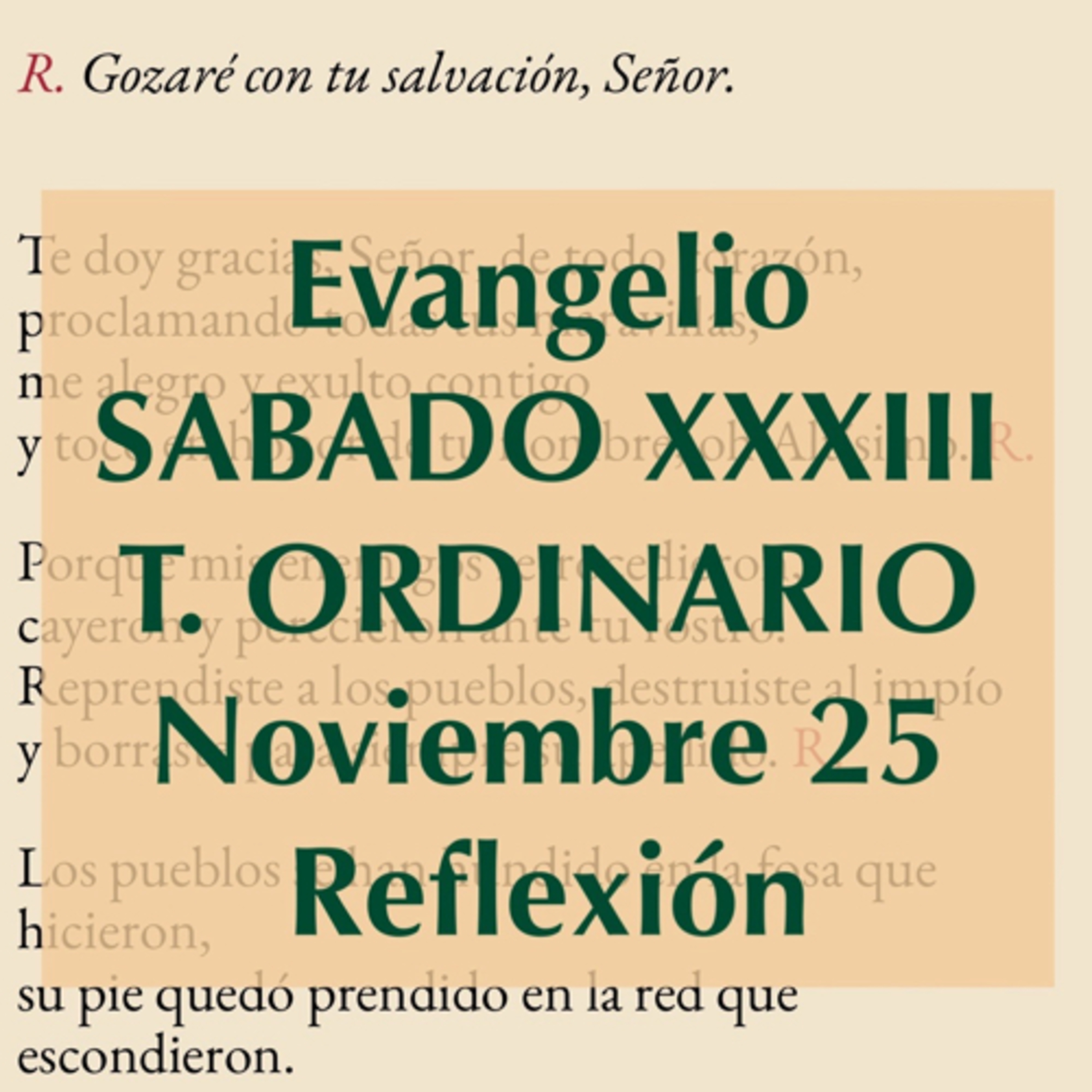 SABADO XXXIII DE TIEMPO ORDINARIO. Noviembre 25. Evangelio y reflexión. episode artwork