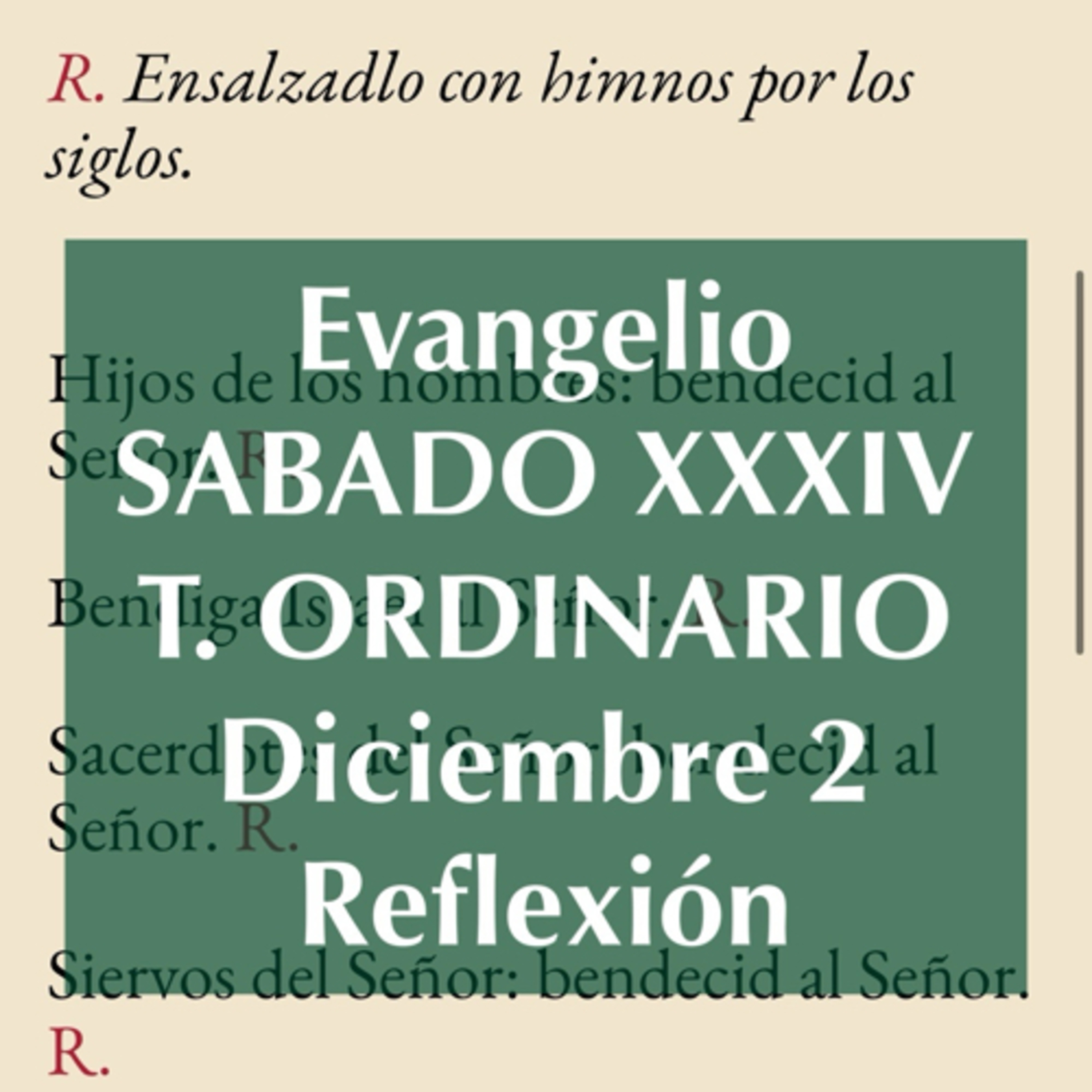 SABADO XXXIV DE TIEMPO ORDINARIO. Diciembre 2. Evangelio y reflexión. episode artwork