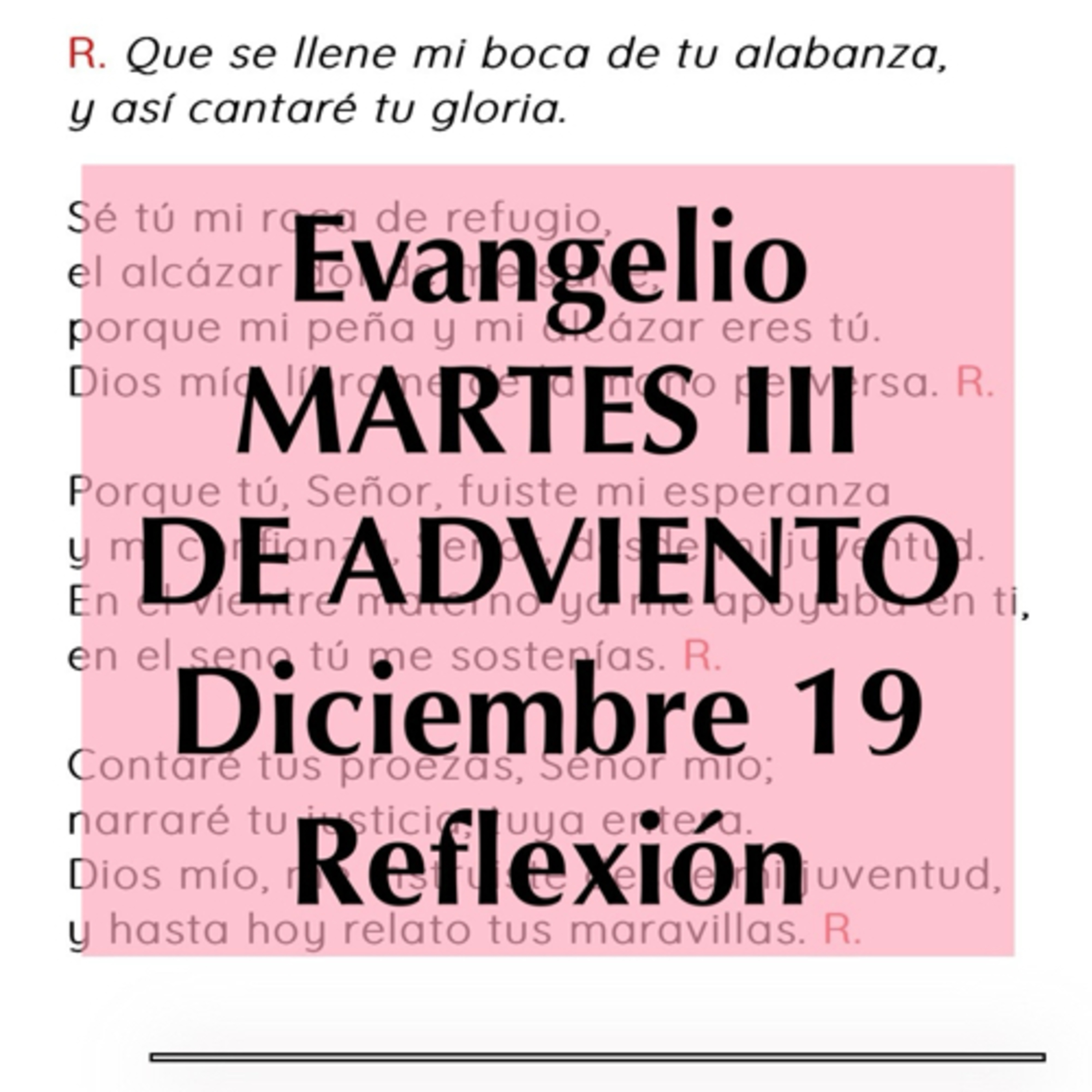 MARTES III DE ADVIENTO. Diciembre 19. Evangelio y reflexión. episode artwork