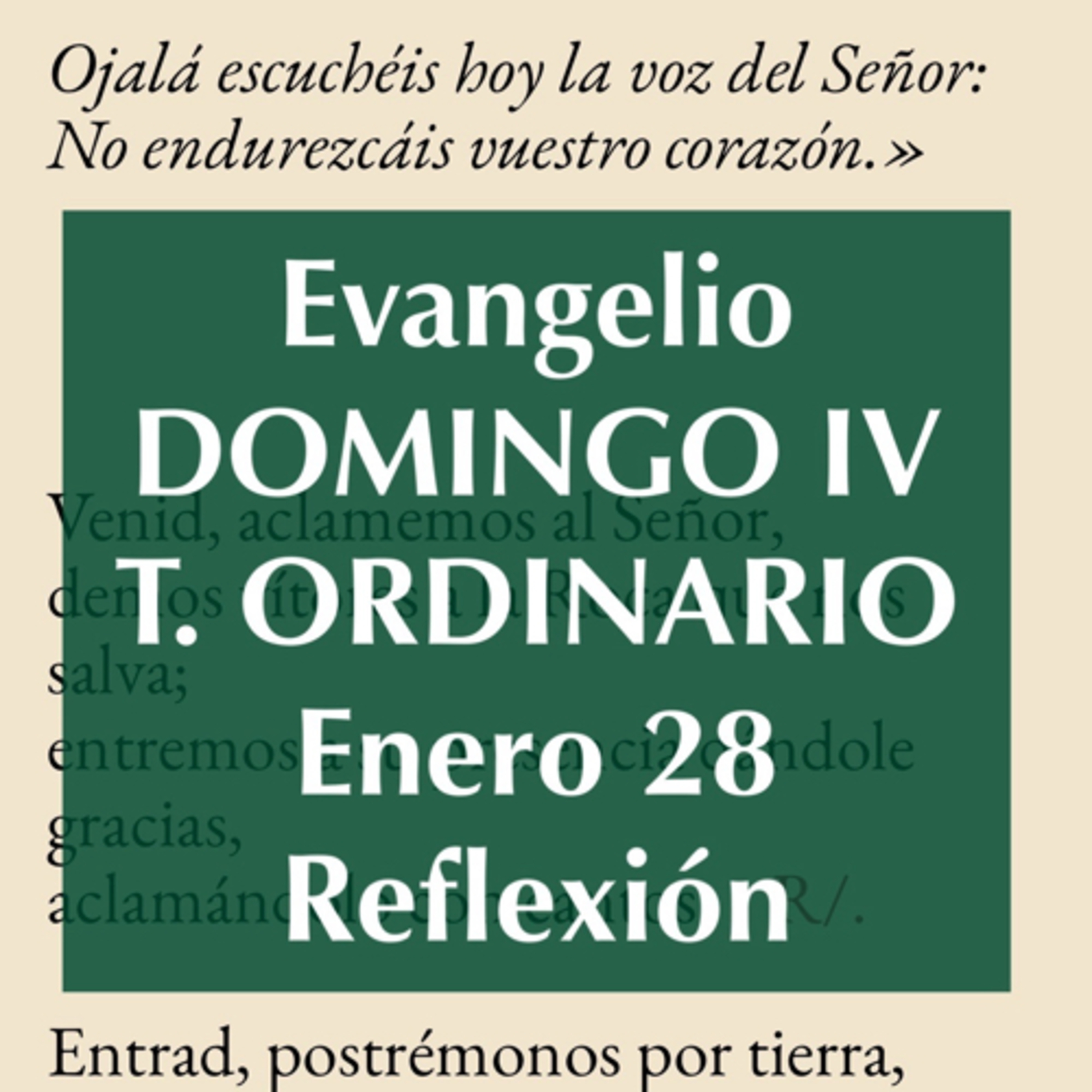 DOMINGO IV DE TIEMPO ORDINARIO. Enero 28. Evangelio y reflexión. episode artwork