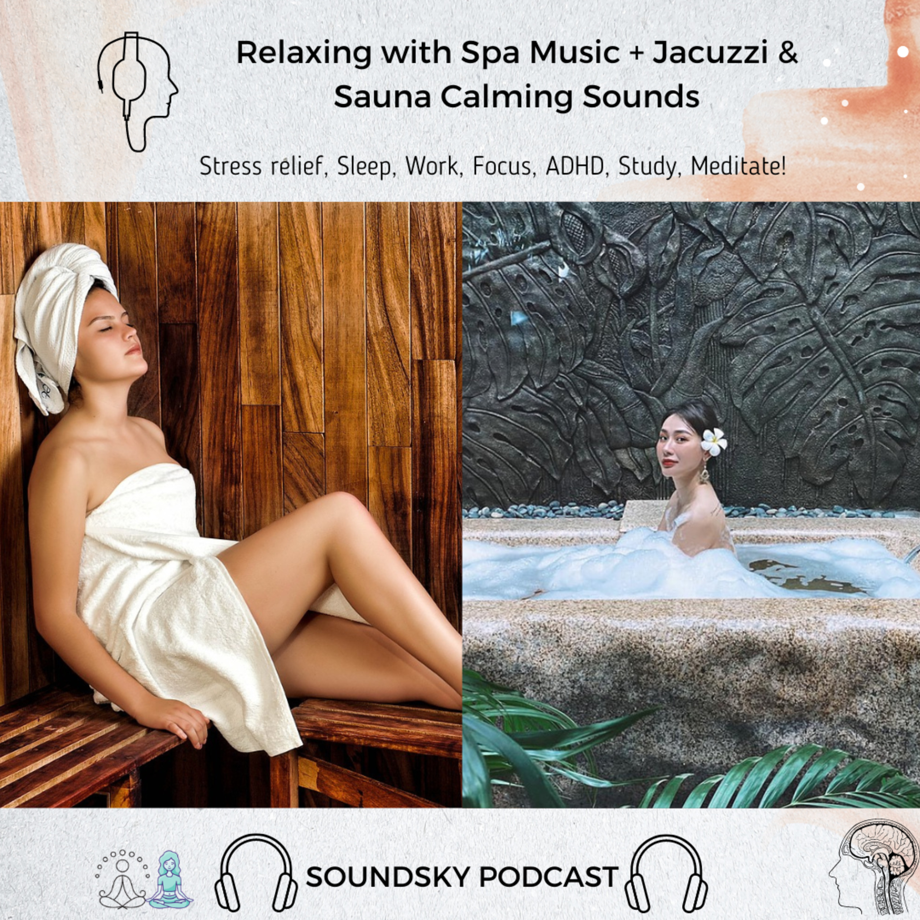 105. Relaxing with Spa Music + Jacuzzi & Sauna Calming Sounds | RWS, Relaxing White Soothing sounds episode artwork