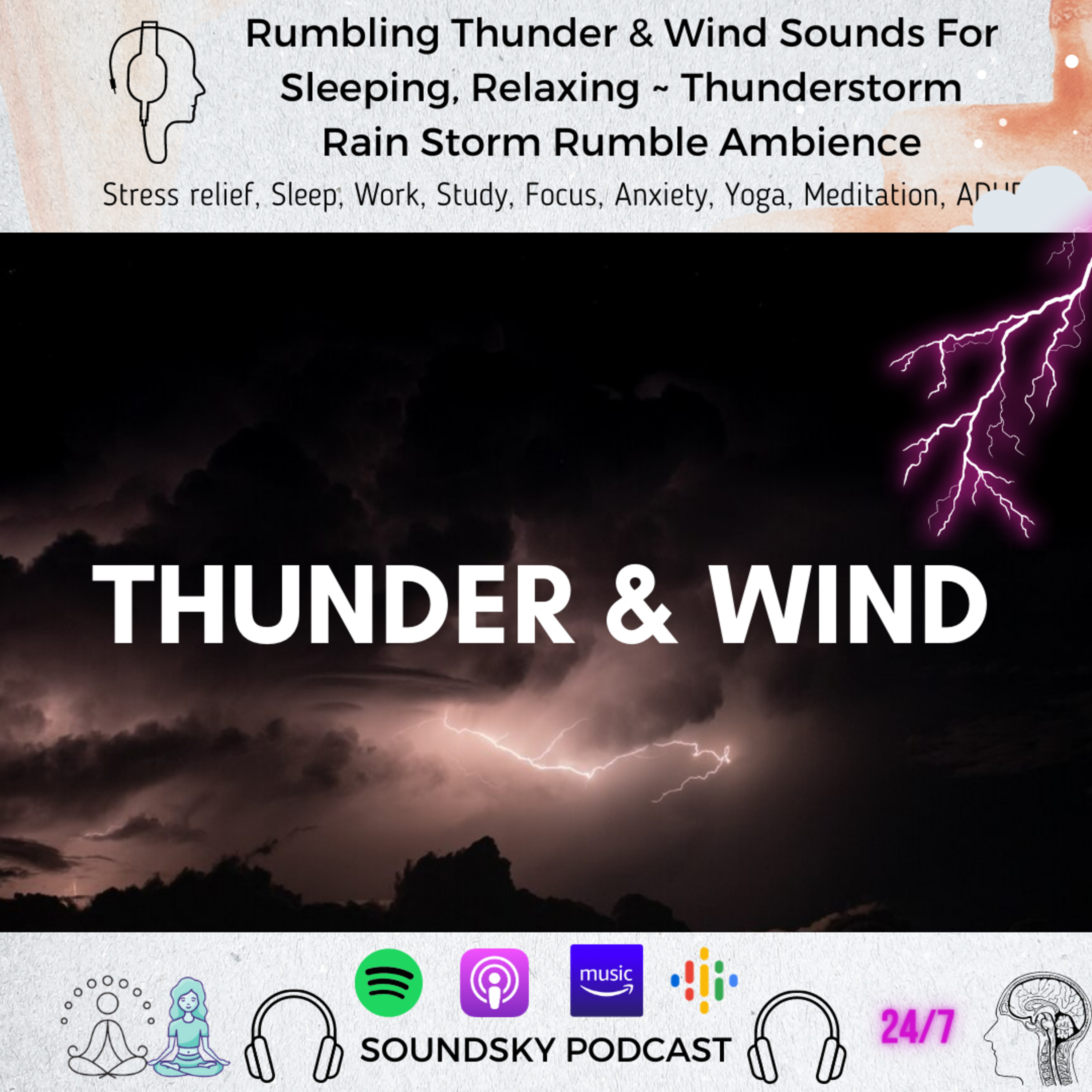 [9Hrs] Windy Thunder Sleep sounds - It's Raining SOON - High Wind & Rumbling Distant Thunder sounds | Sleep Sounds episode artwork
