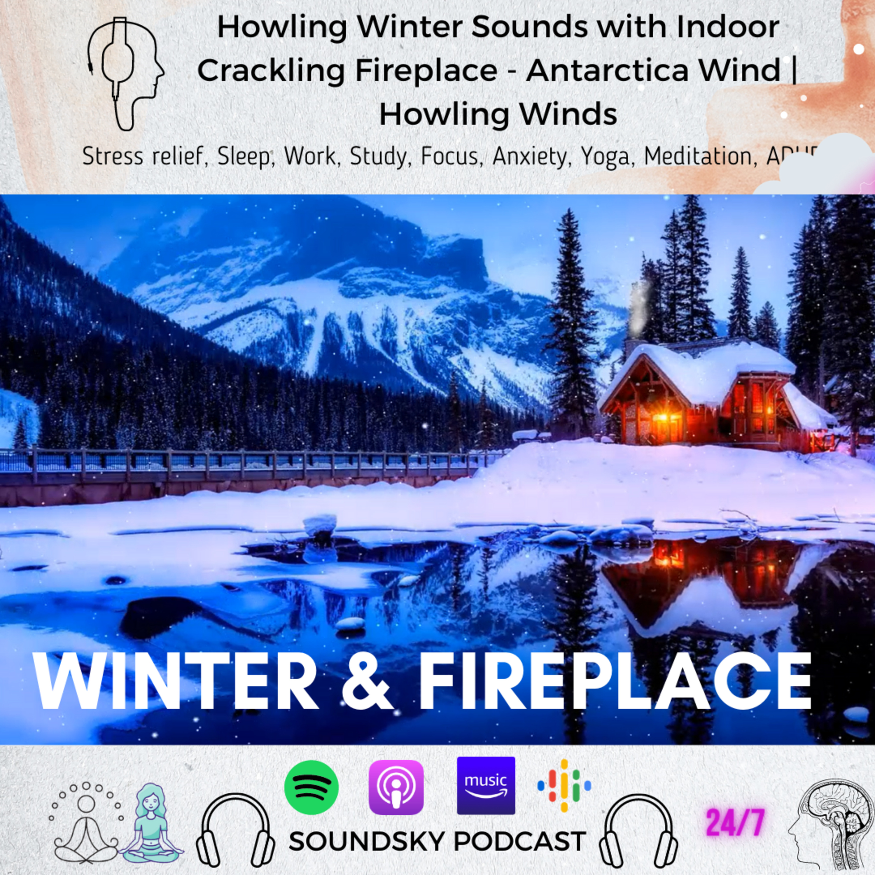 277. Howling Winter Sounds with Indoor Crackling Fireplace - Antarctica Wind | Howling Winds episode artwork