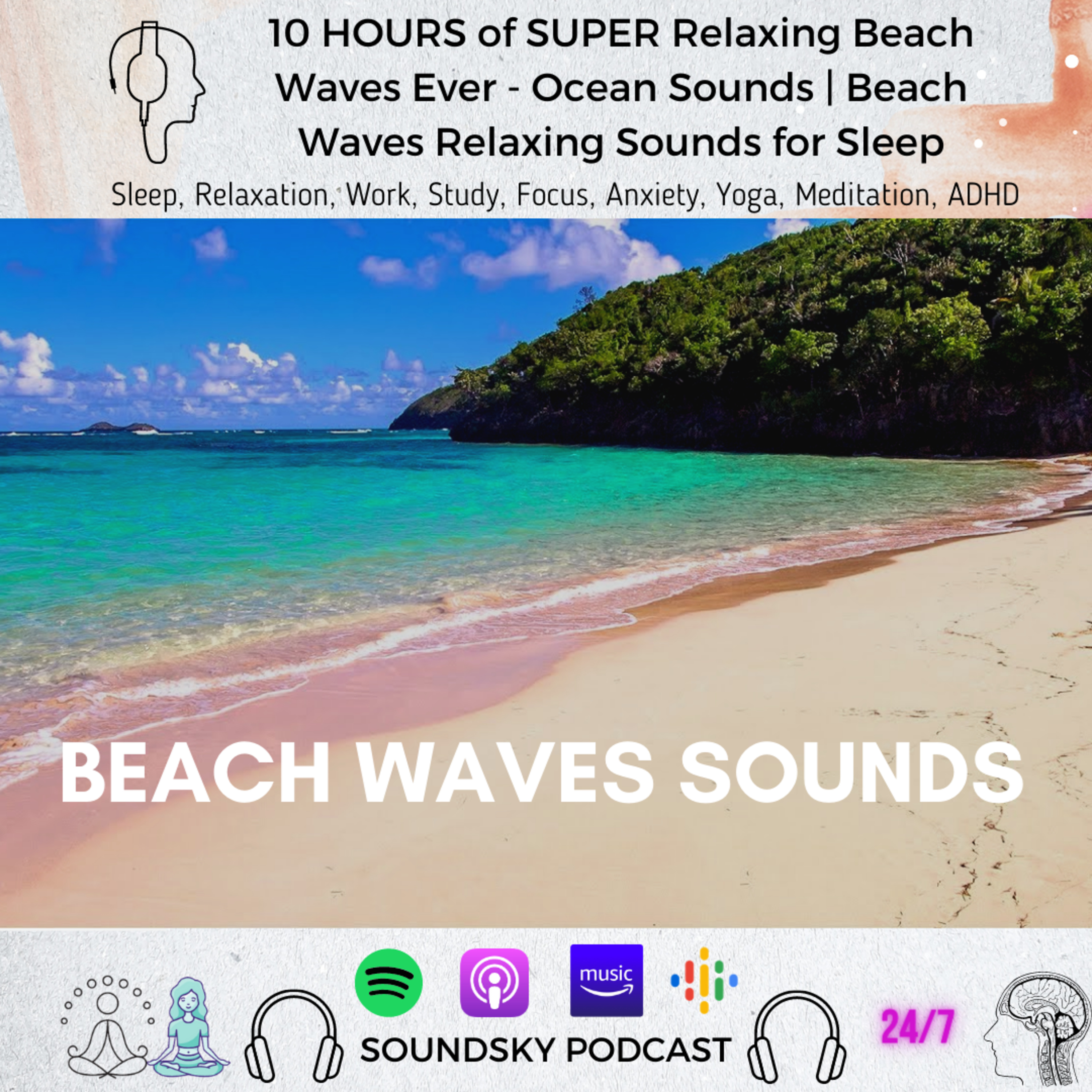 [10 HOURS] SUPER Relaxing Beach Waves Ever - Ocean Sounds to Deep Sleep, Study and Chill | Beach Waves Relaxing Sounds for Sleep & Relaxation episode artwork