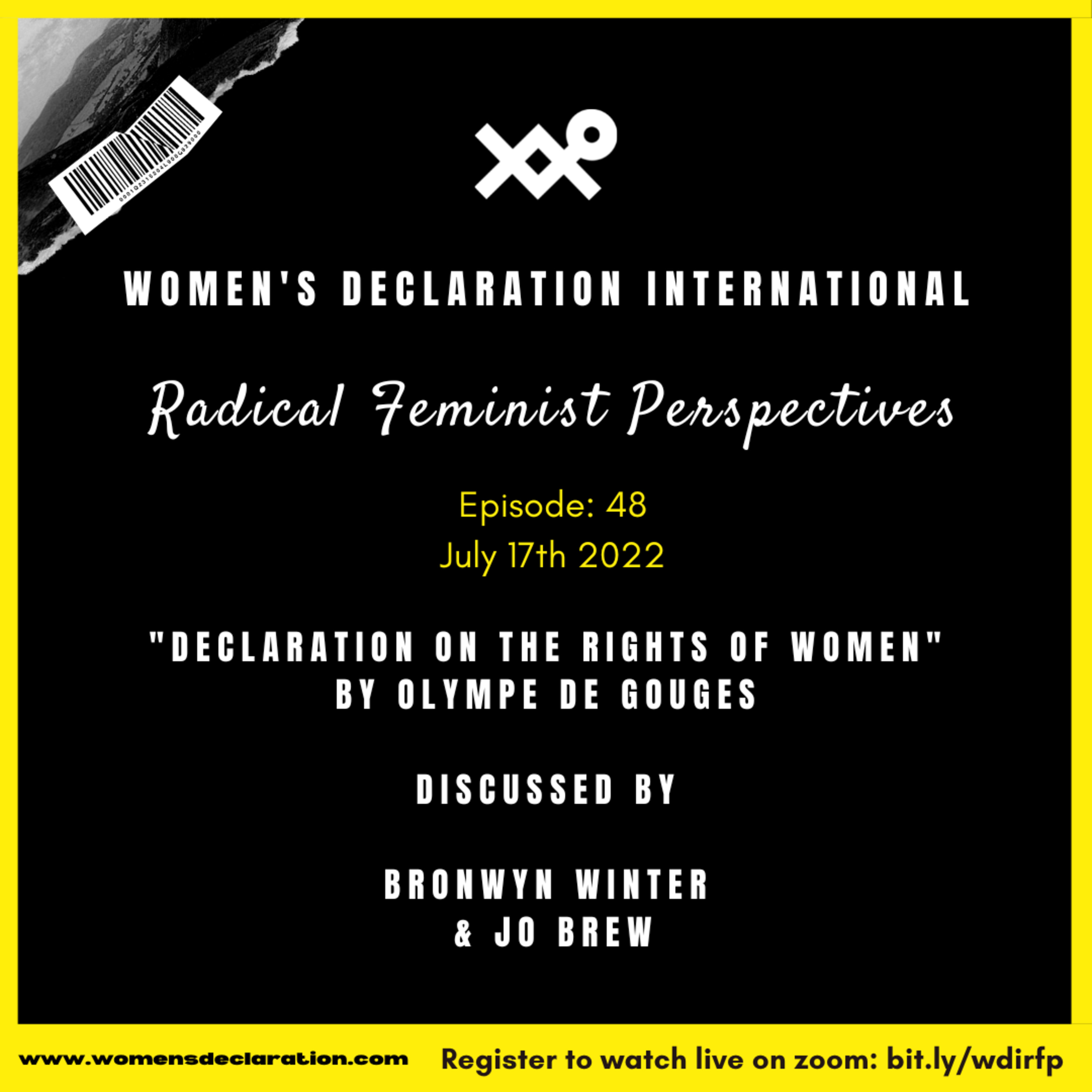 RFP eps 48 - "Declaration on the Rights of Women" by Olympe de Gouges discussed by Bronwyn Winter	and Jo Brew episode artwork