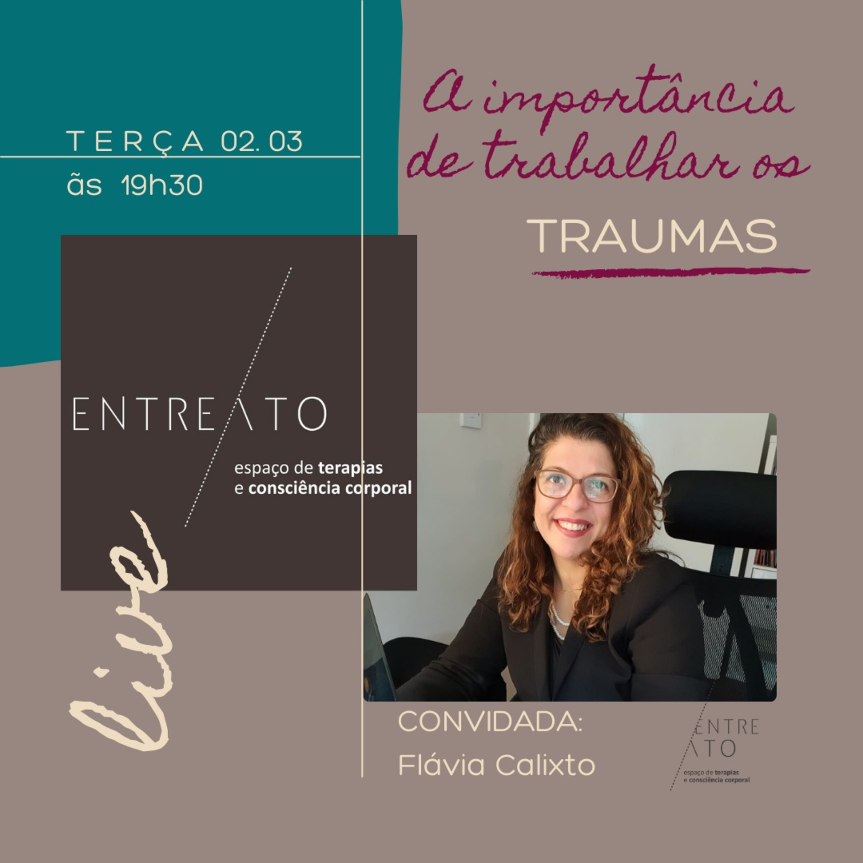 Podcast da Live sobre Trauma com a convidada @flaviafcalixto.