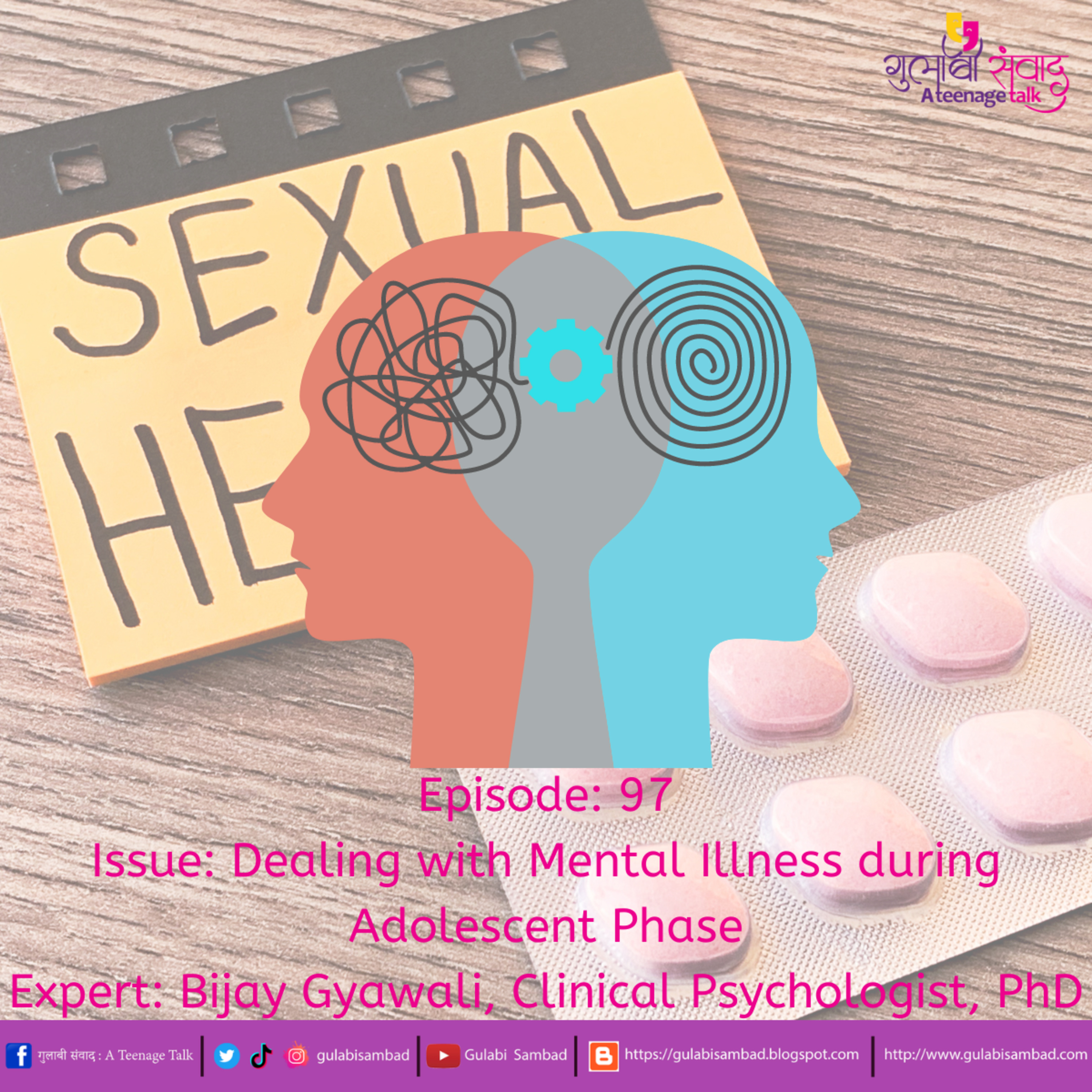 Episode 97, Dealing with Mental Illness during Adolescent Phase, Podcast Series, Gulabi Sambad: A Teenage Talk episode artwork