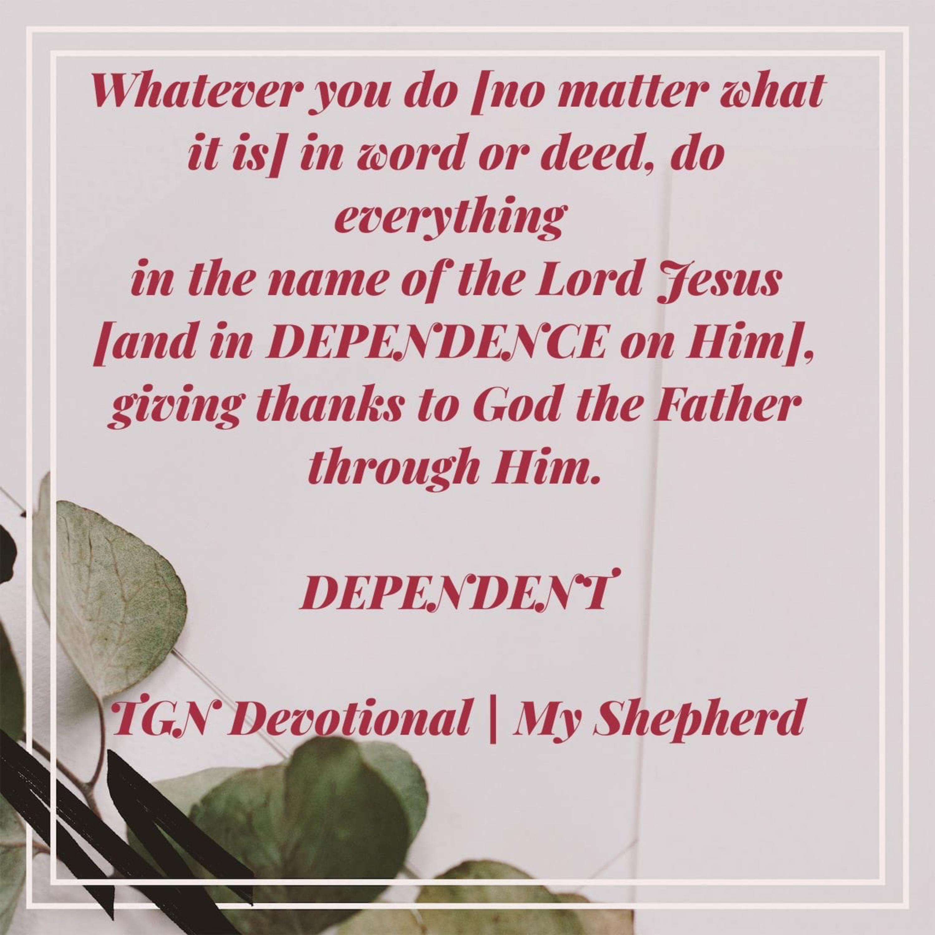 TGN Devotional Revisited - Dependent | My Shepherd episode artwork
