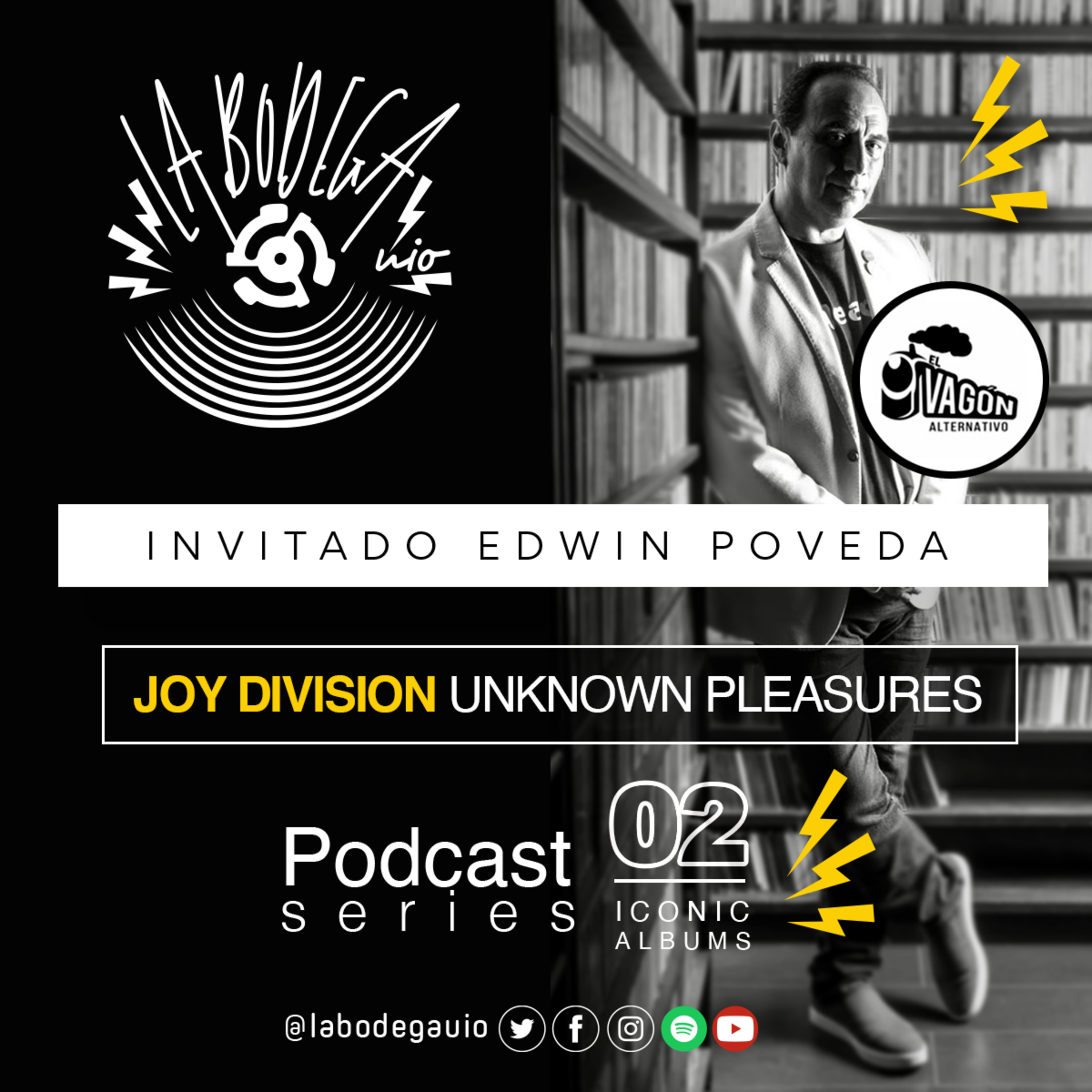 LaBodegaUIO Iconic Albums Podcast Series #2 Joy Division “UNKNOWN PLEASURES” episode artwork