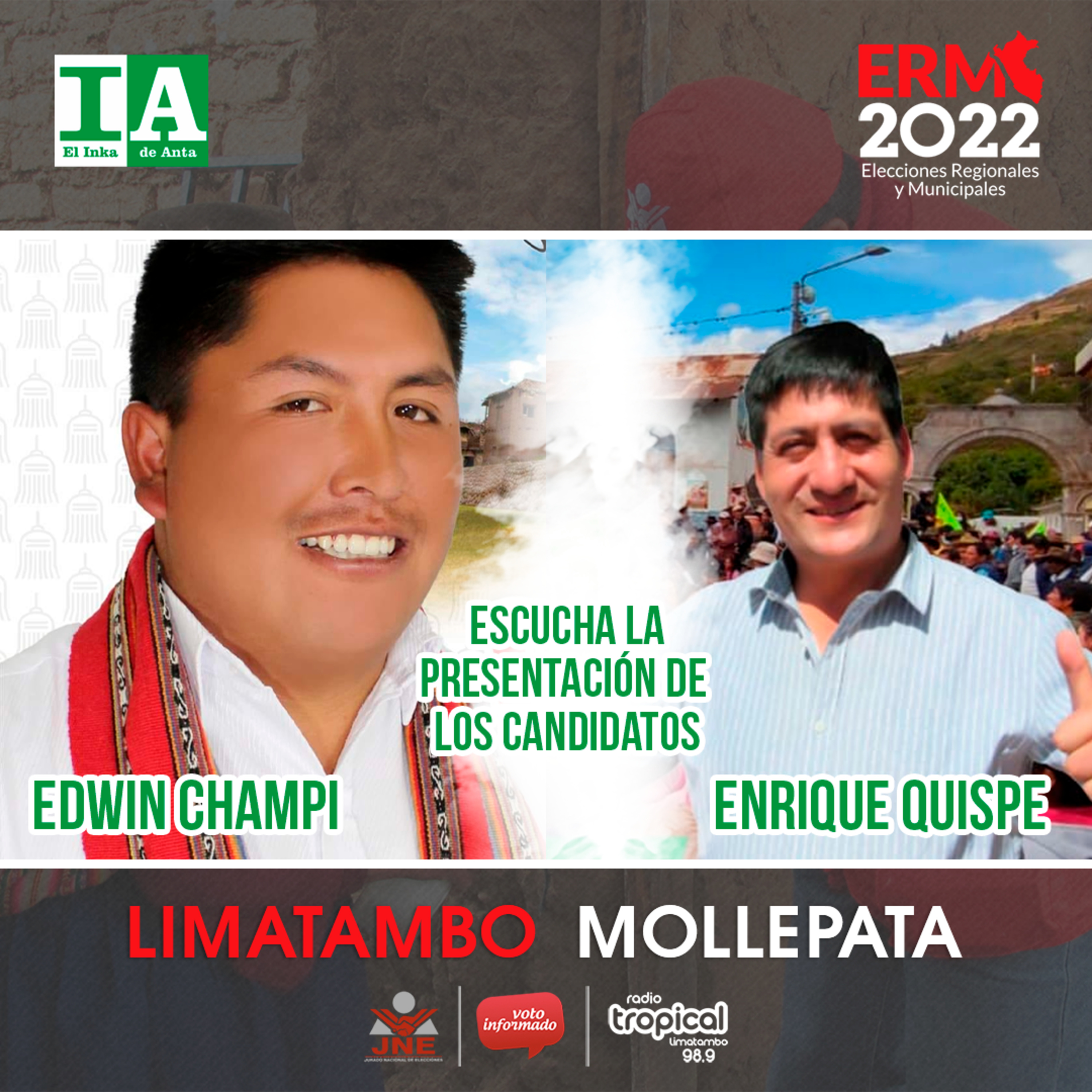 🇵🇪 🗳 Elecciones 2022: Escucha la presentación y participación de los candidatos a Limatambo, Sr. Edwin Champi Q. y Enrique Quispe Q. en vivo. episode artwork