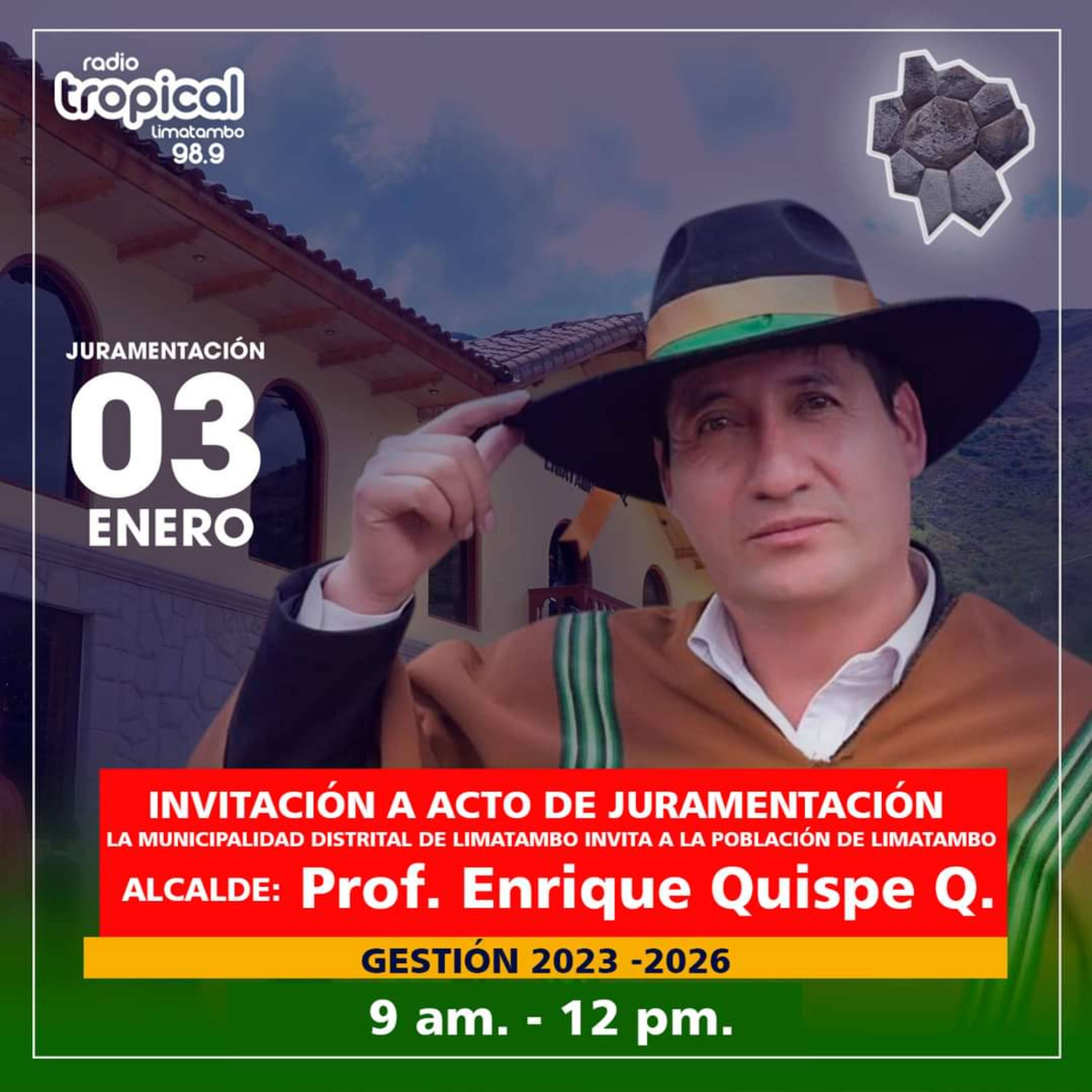 📻🙋🏻‍♂️ Participa Prof. Enrique Quispe Quispe, alcalde del distrito de Limatambo, haciendo llegar la invitación formal al acto de juramento para el periodo municipal 2023 - 2026... episode artwork