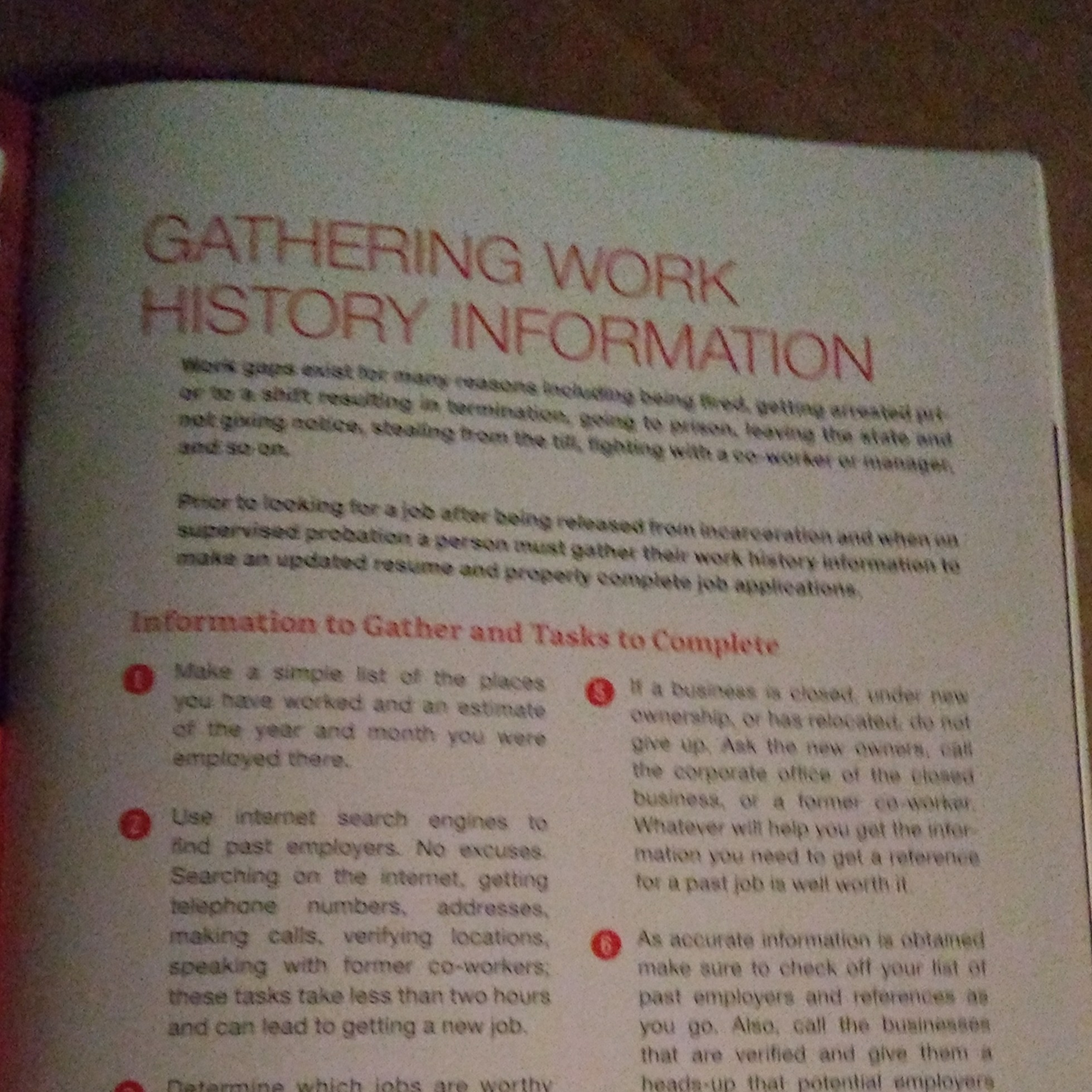Gathering Work History Information