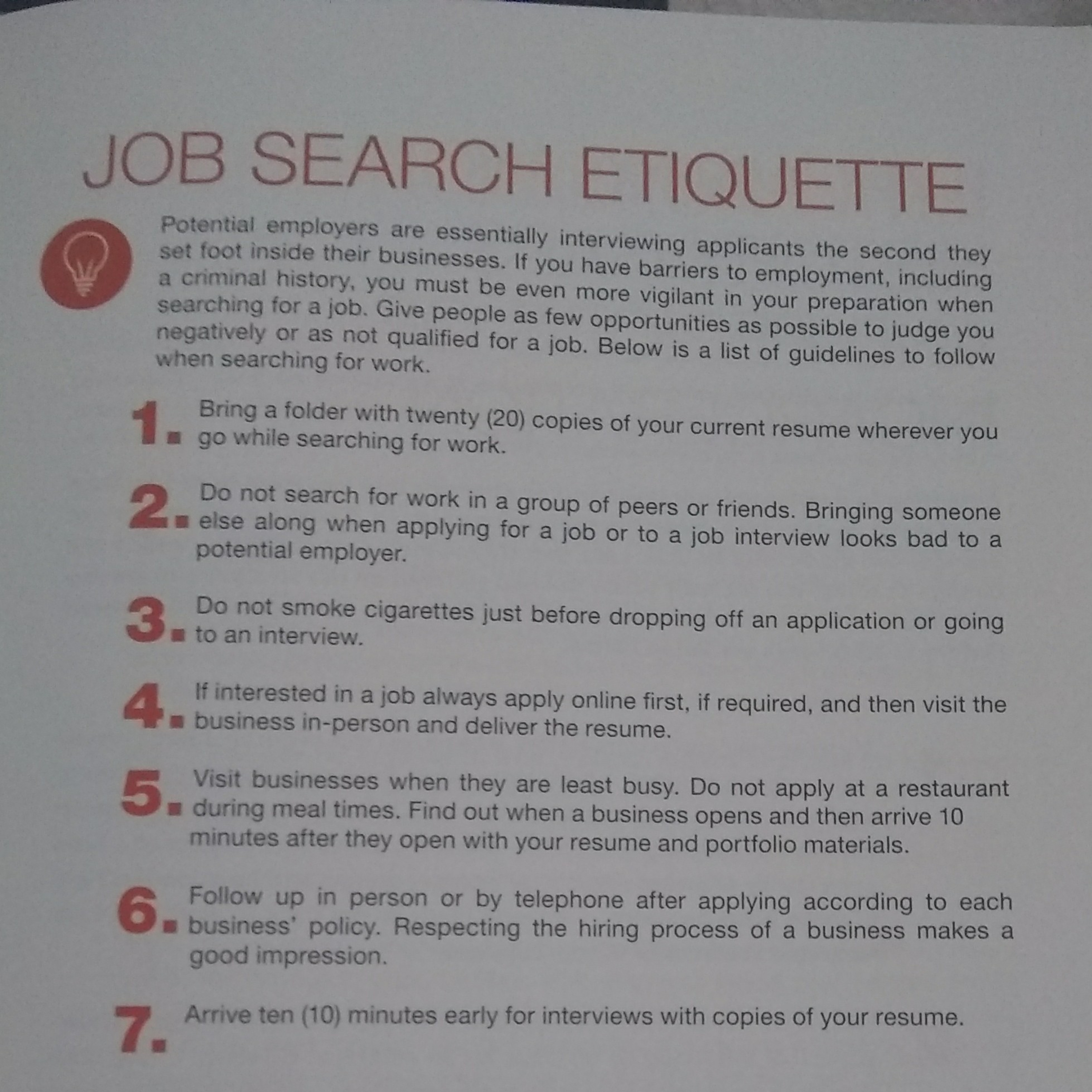 Job Search Etiquette