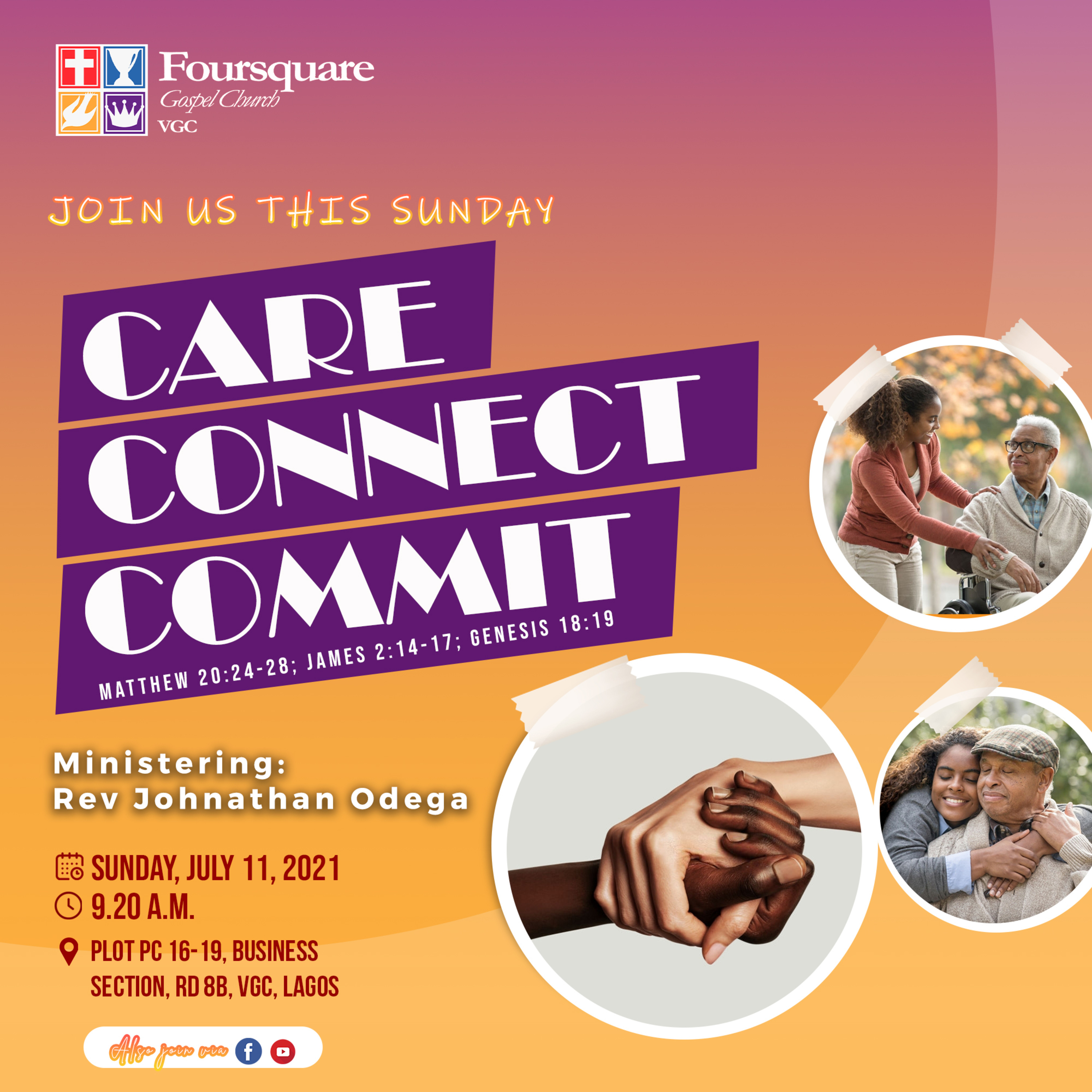 CARE, CONNECT, COMMIT: Rev JOHNATHAN ODEGA (SUNDAY, JULY 11, 2021) episode artwork