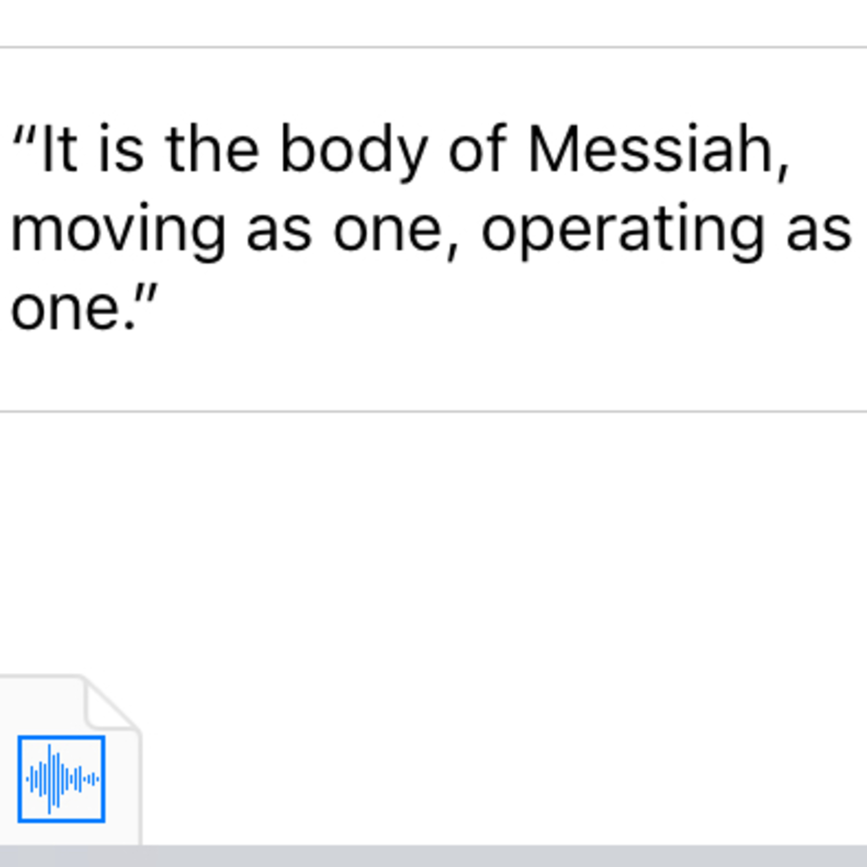 “It is the body of Messiah, moving as one, operating as one.” episode artwork