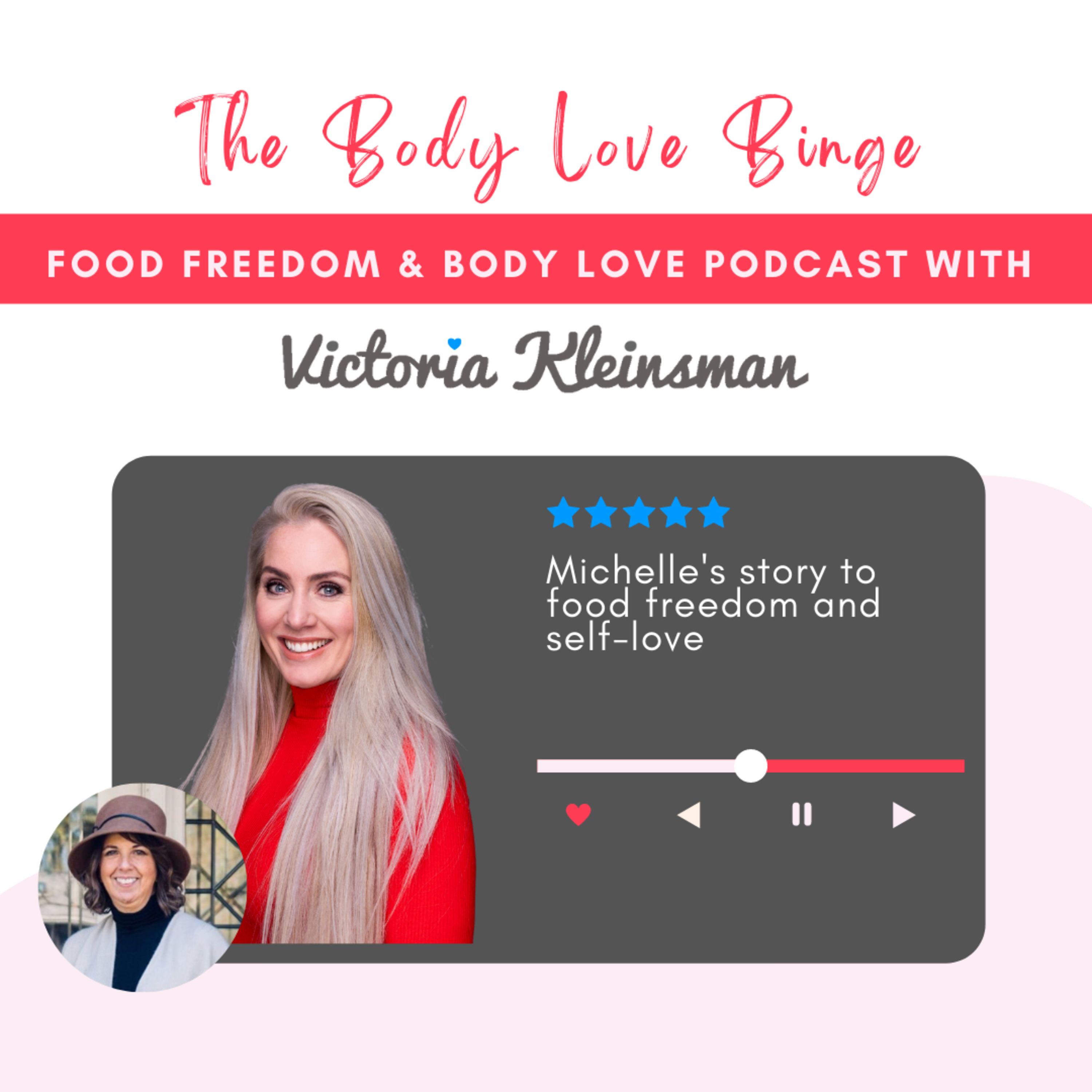 Previous client Michele shares her story to food freedom & self love episode artwork
