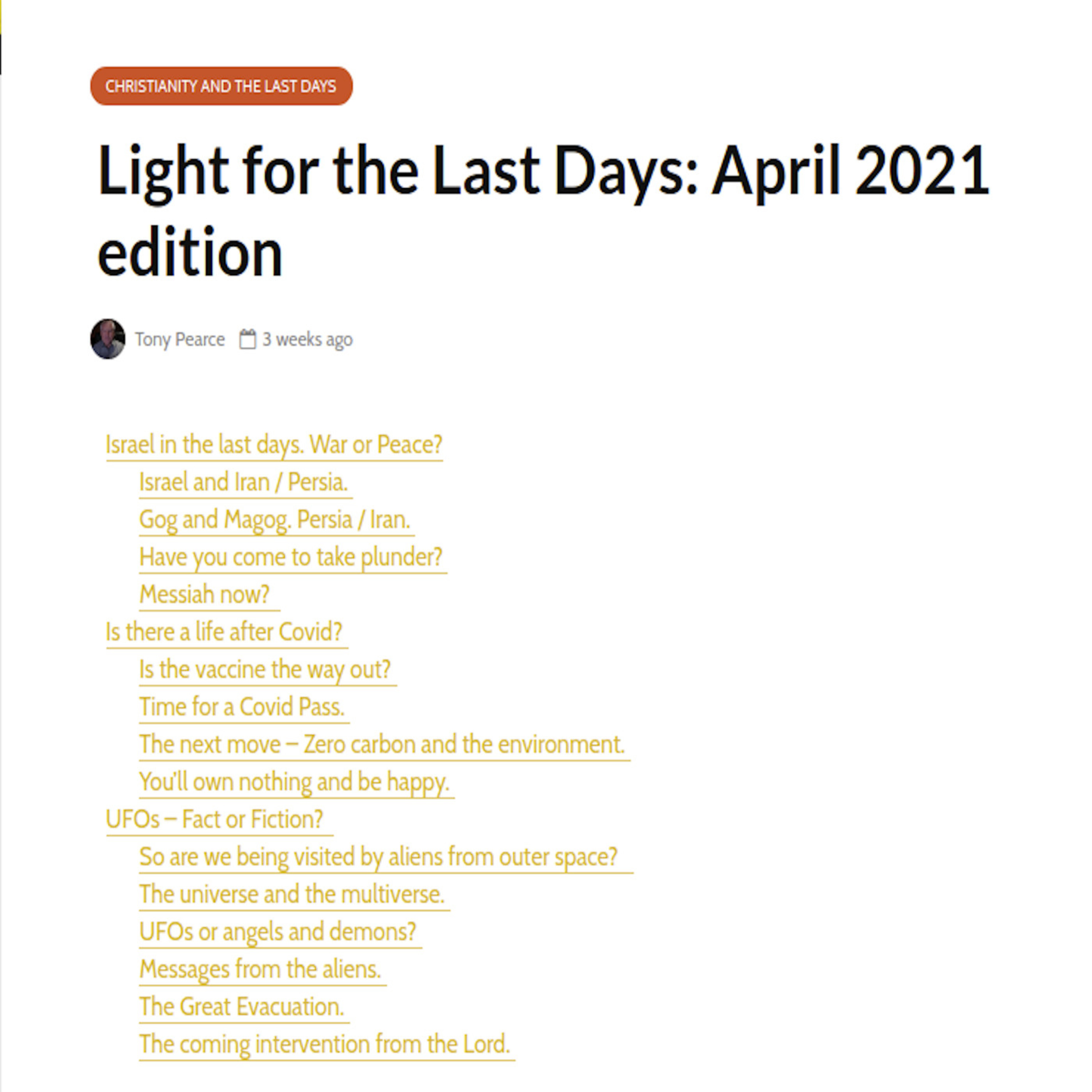Light for the Last Days, audio of the Article episode artwork