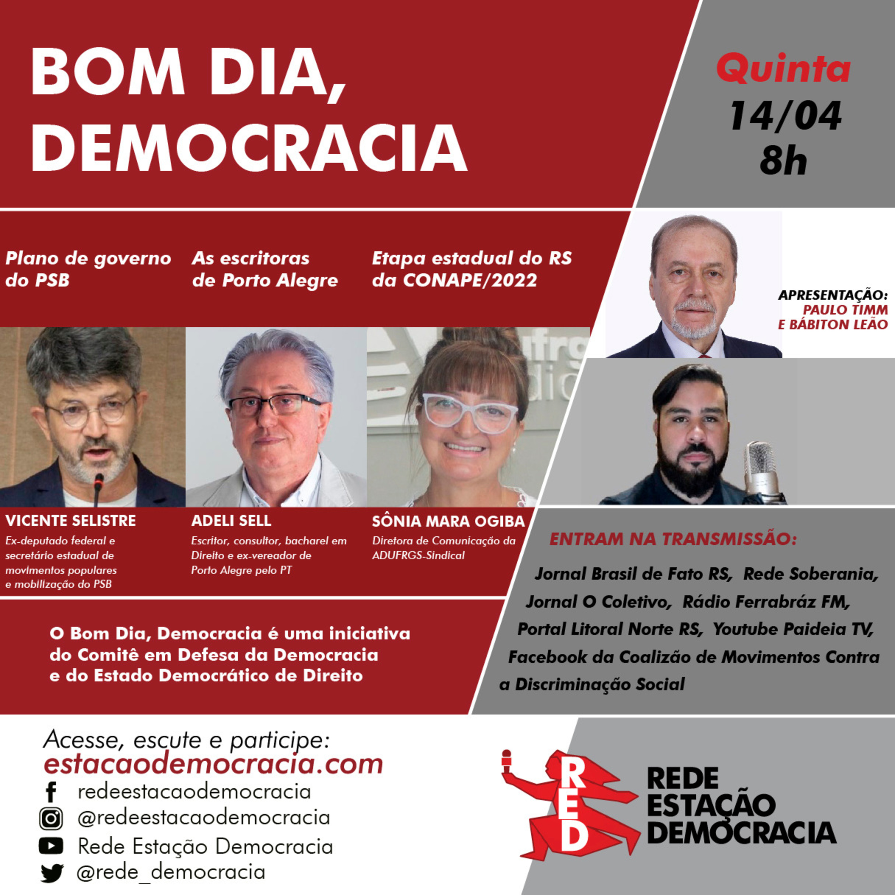 Bom dia, Democracia - Quinta-feira 14/04/2022 episode artwork