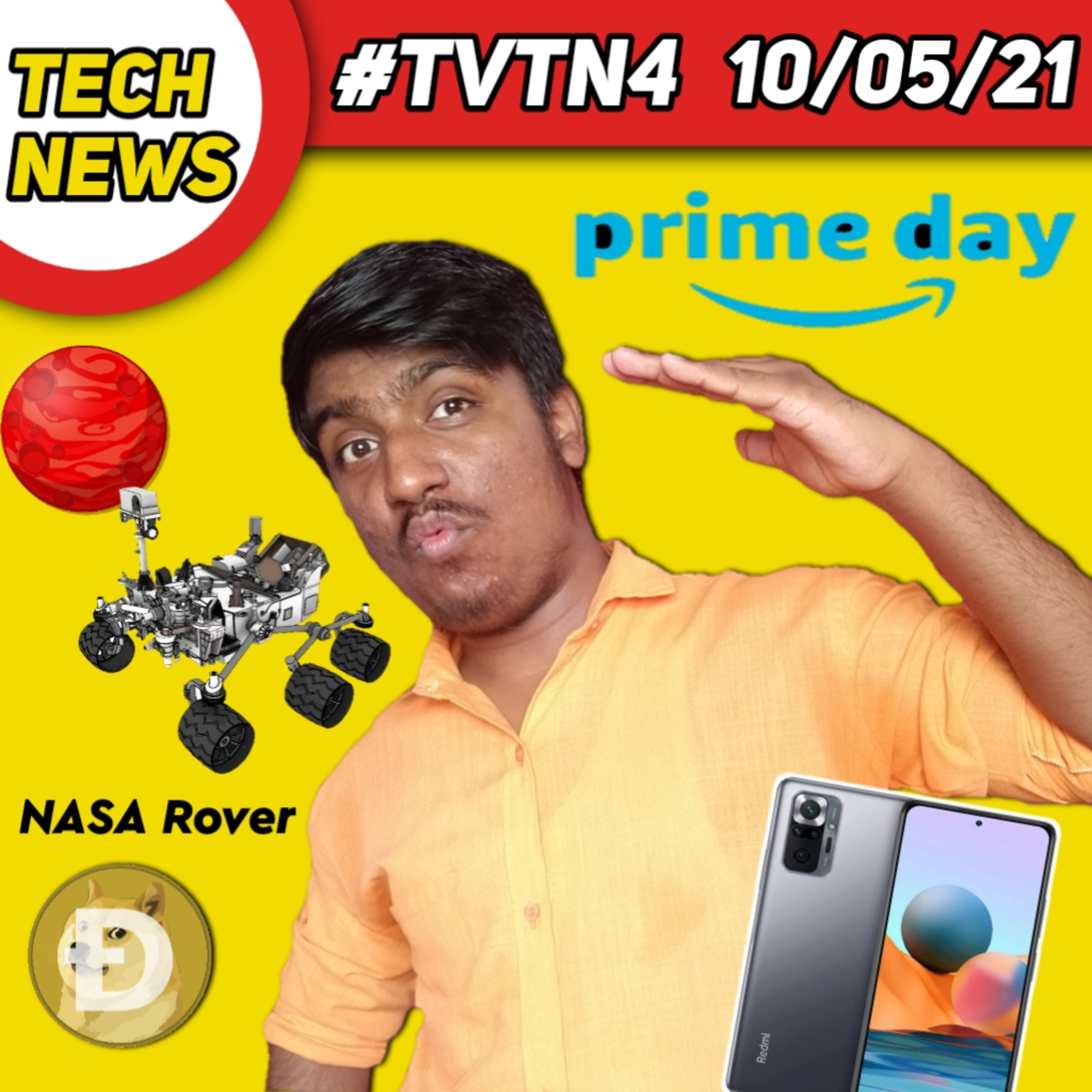 Dogecoin price📈, Redmi note 10s, Nasa Mars drover landed 🔭10/05/2021 #TVTN4
