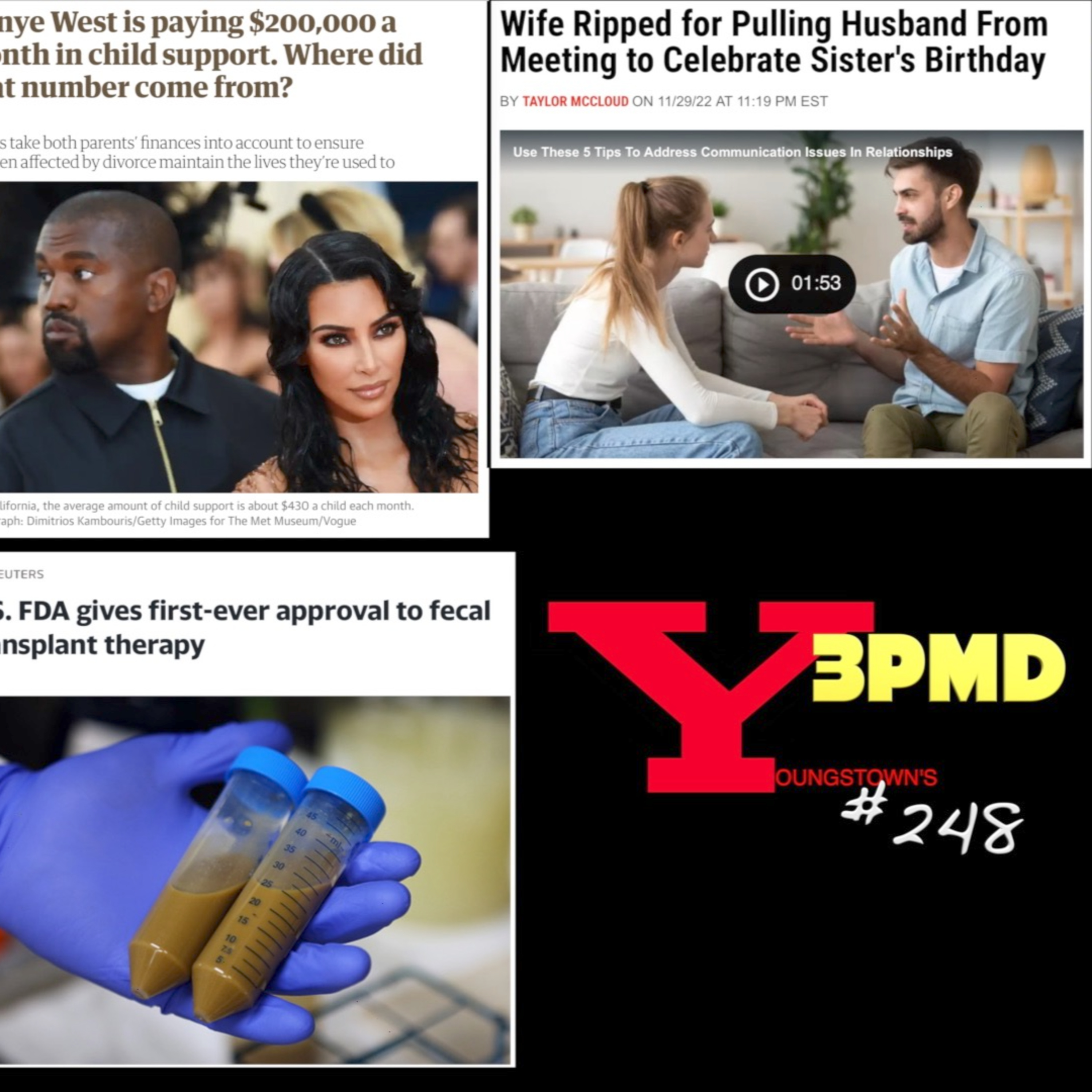 #248 Kanye Child Support, 10 year old charged as adult, Ohio sues WB, Fecal Transplant, AITA, #3pmd episode artwork