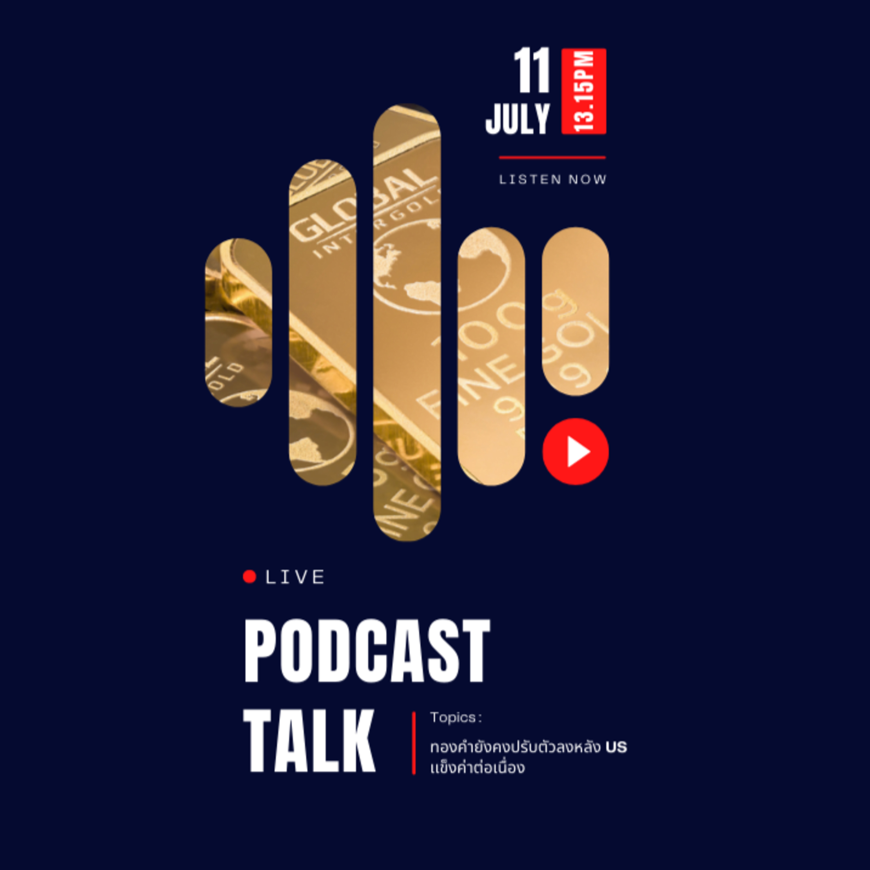 PODCAST ทองคำยังคงปรับตัวลงหลัง US เเข็งค่าต่อเนื่อง