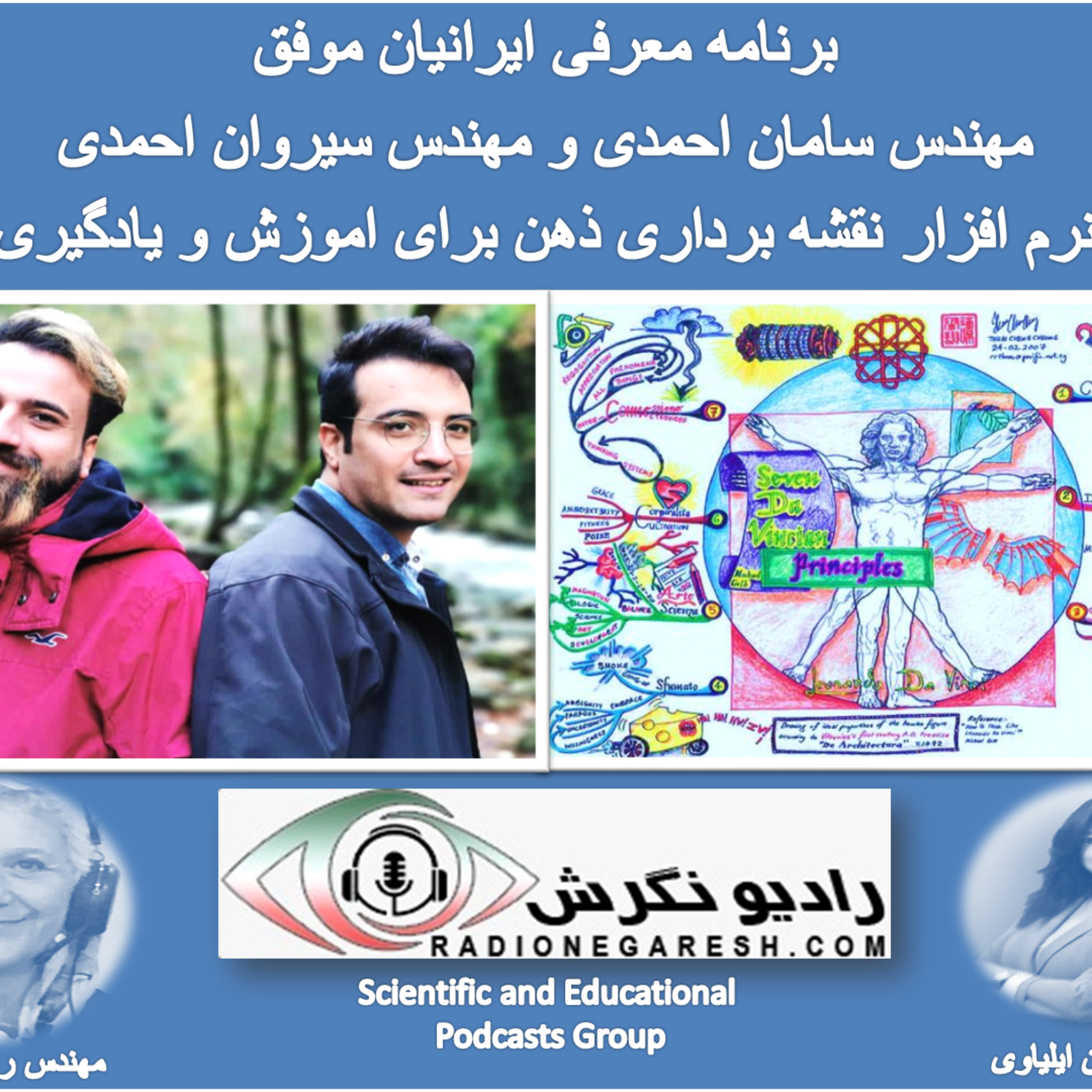 کاور برادران احمدی مهندس سامان احمدی و مهندس سیروان احمدی دو متخصص نقشه های ذهنی برای اموزش و یادگیری و دو کارافرین در رادیو نگرش