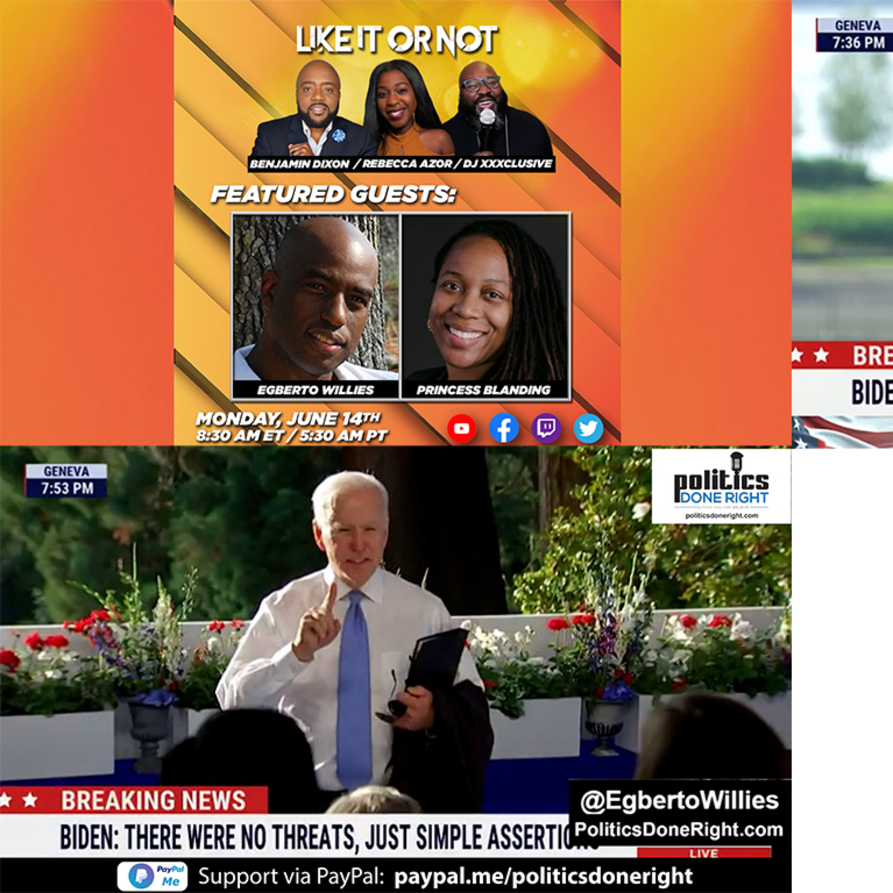 Biden discussion on Like It Or Not, Biden slams reporter & schools on foreign policy, the rich attack.