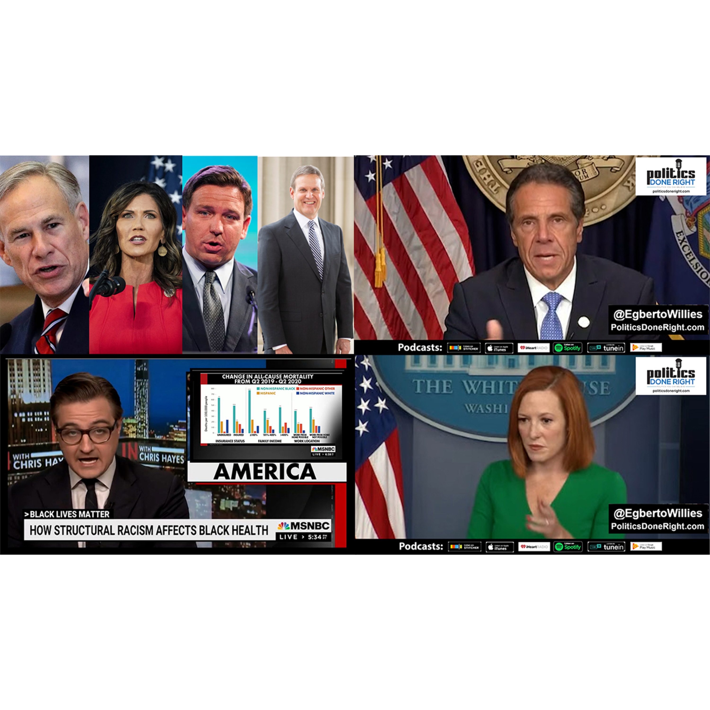 Cuomo’s gone, Republican Politicians’ death wish, systemic racism, Psaki vs. Doocy