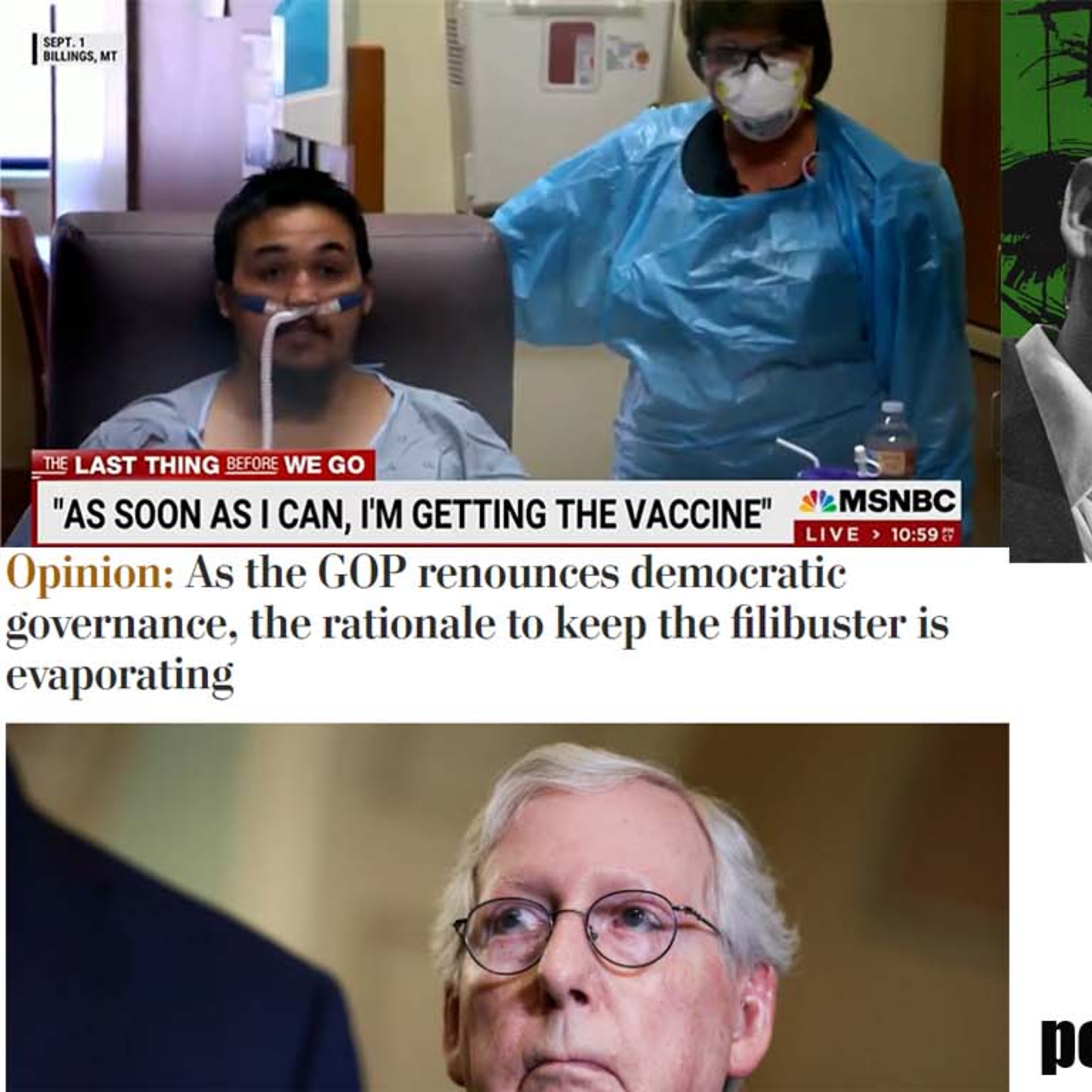 Filibuster death NOW! Legal IRA Theft-by-Billionaire, 24-Year-Old deathbed vax appeal