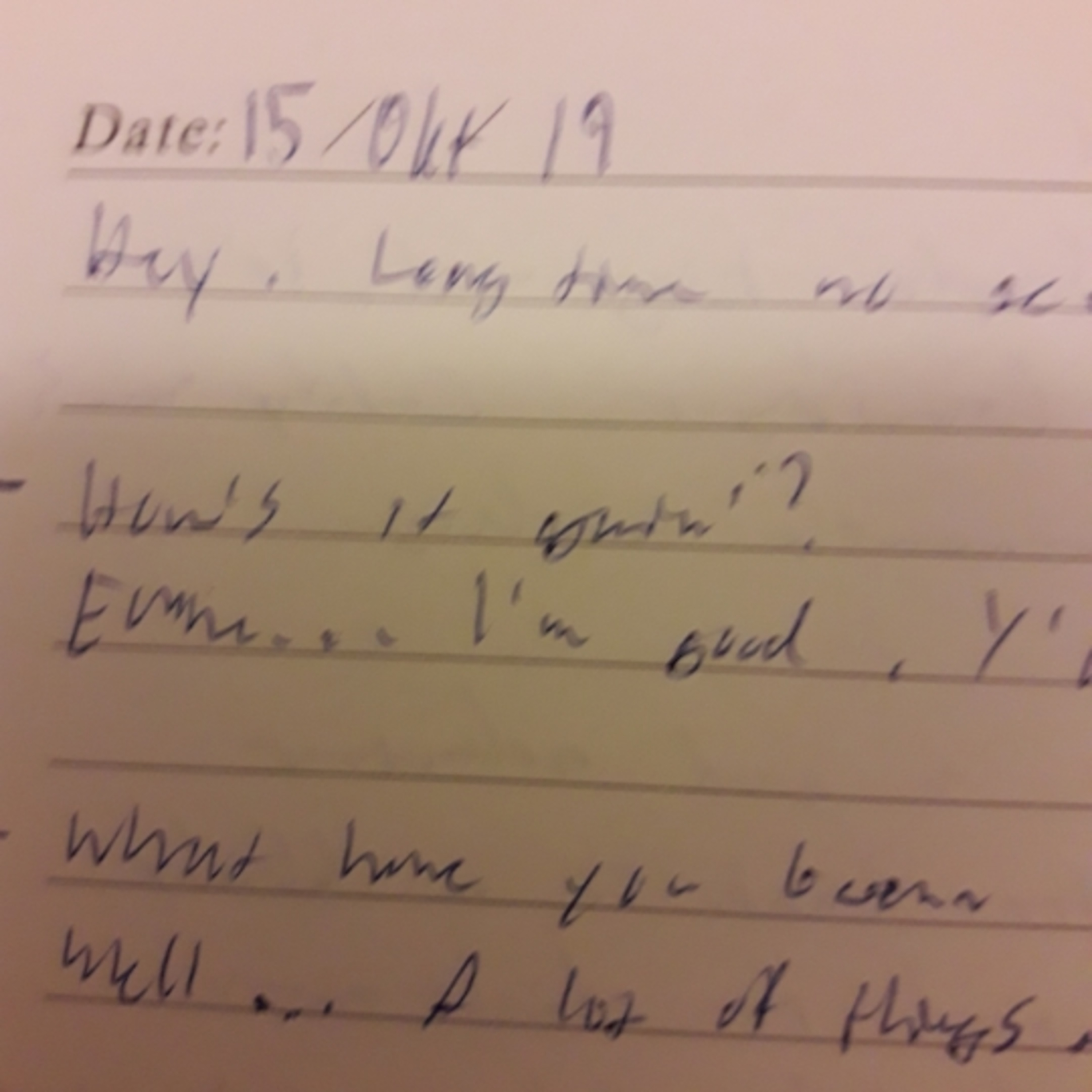 AA's journal page. October 15 2019