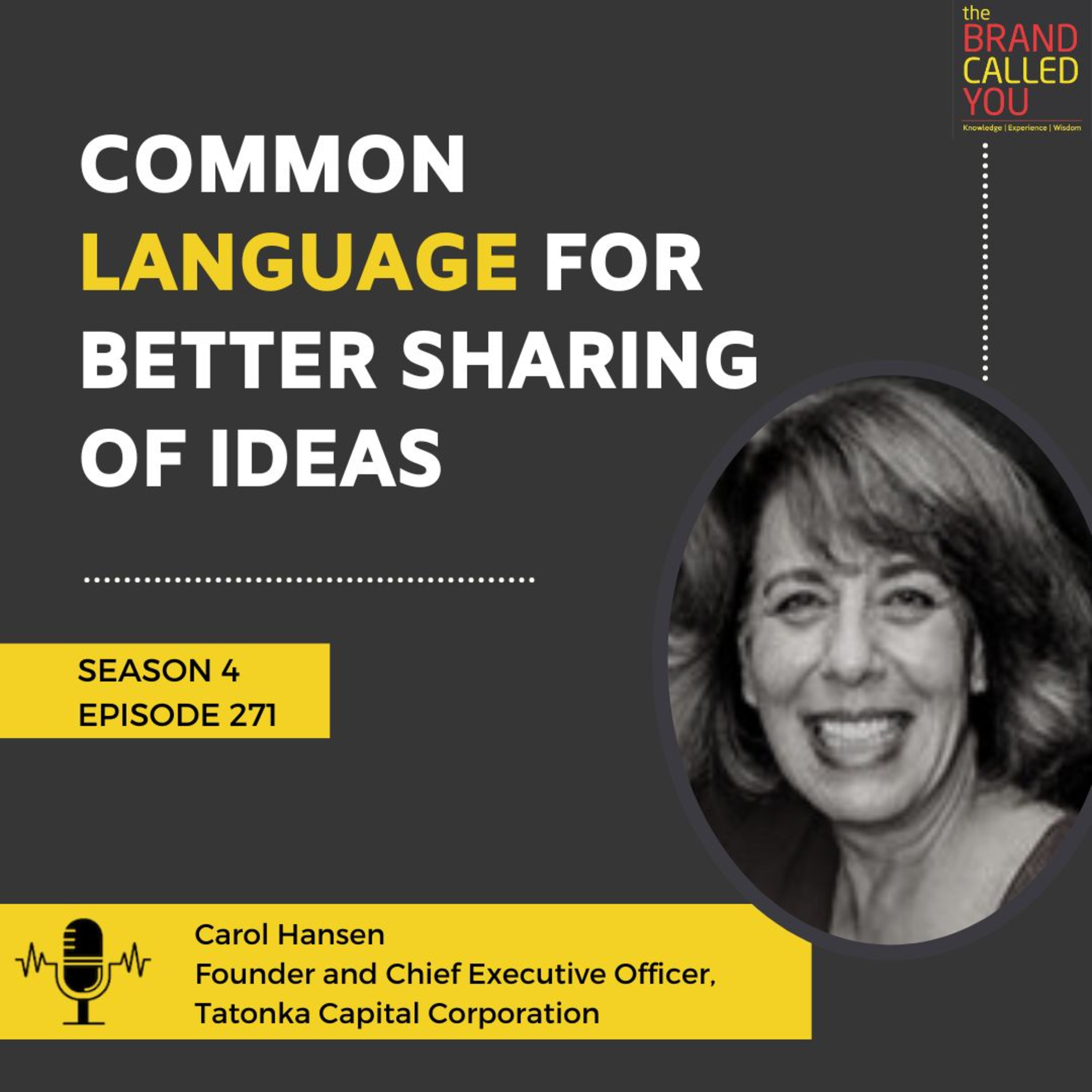 Common language for better sharing of ideas; Carol Hansen, Founder, and Chief Executive Officer, Tatonka Capital Corporation