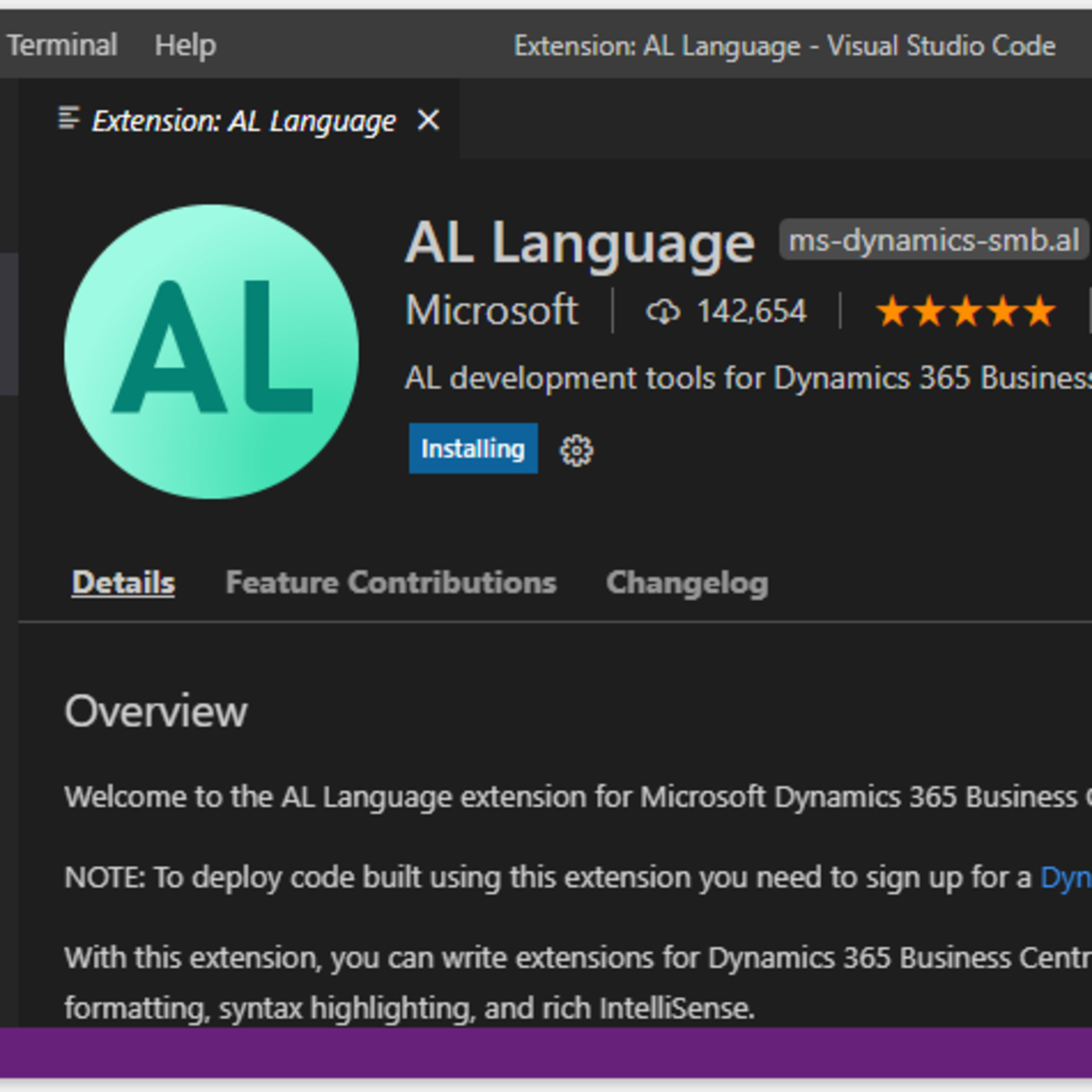 Installing AL Language or any other Extension in Visual Studio Code