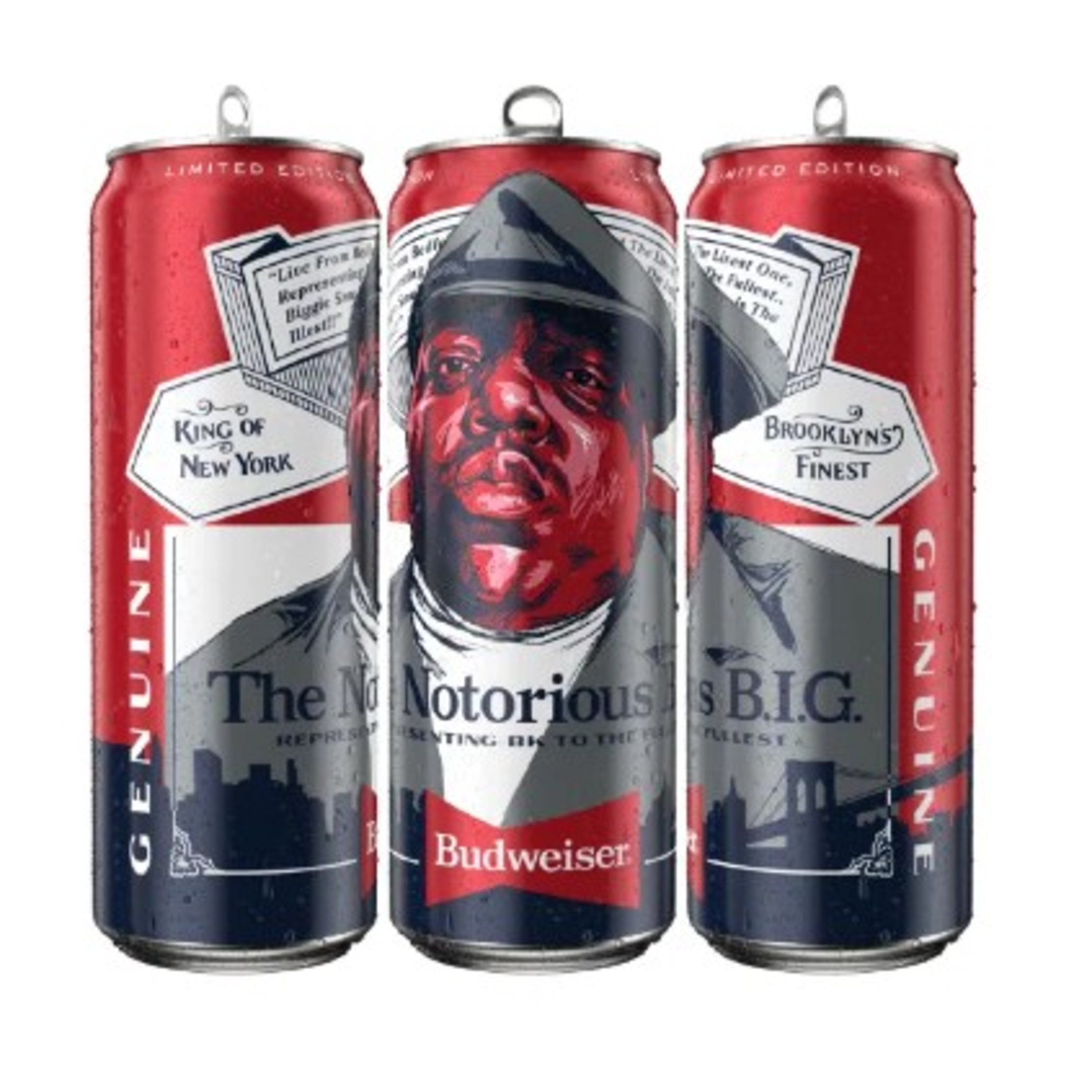 Budweiser Notorious BIG tall boy cans episode artwork