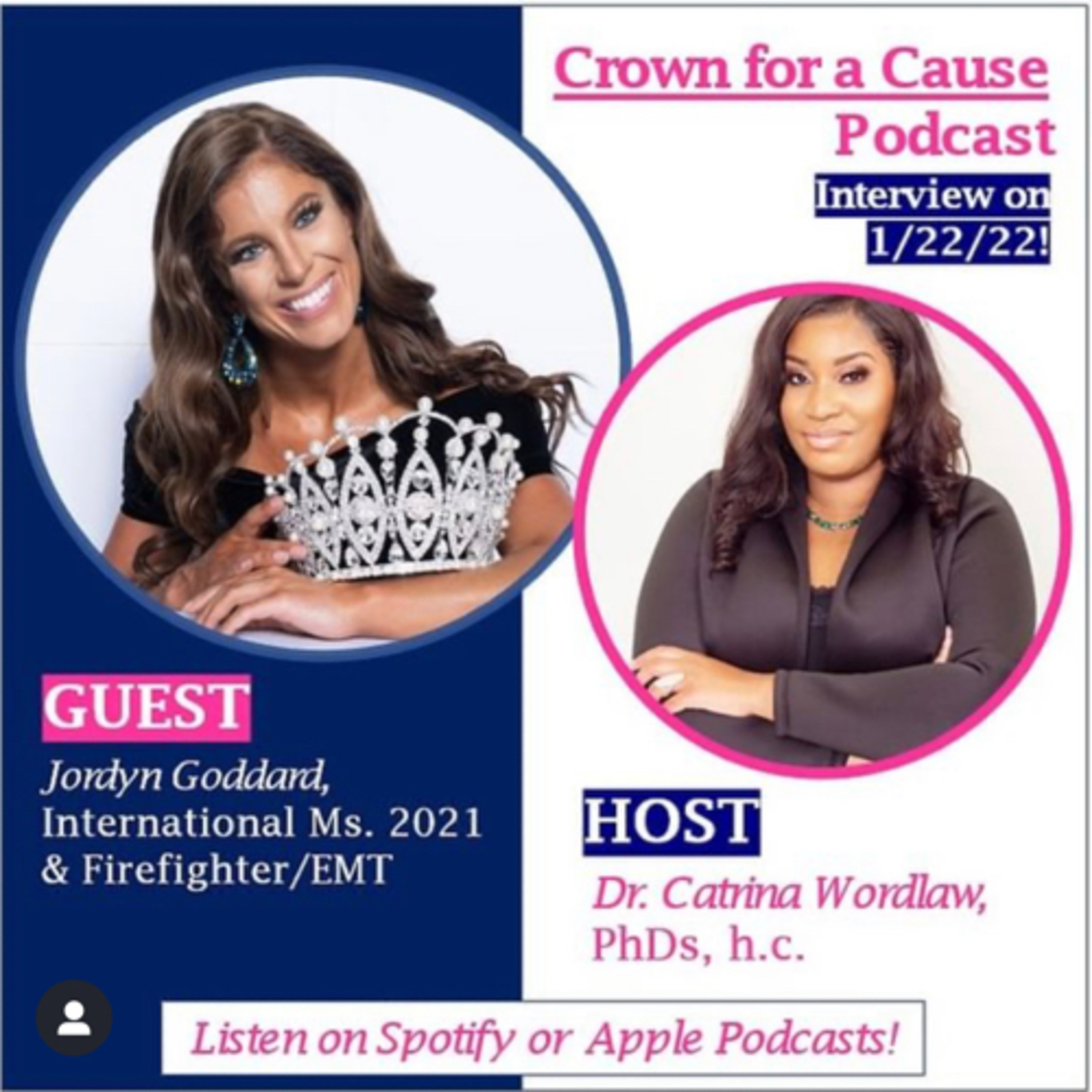 Crown for a Cause Podcast with Dr. Catrina Wordlaw, Trio PhDs, Duo, h.c.