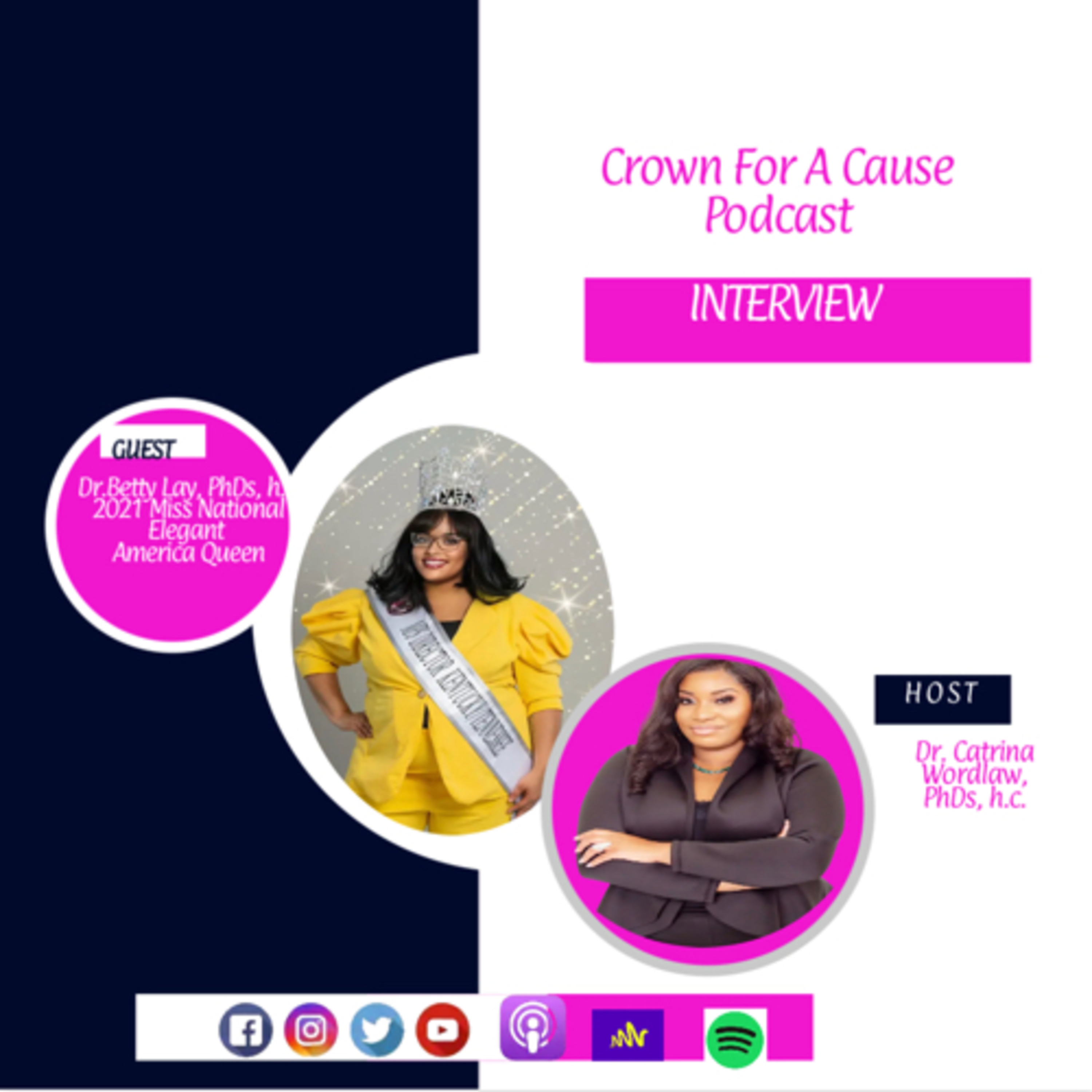 Crown for a Cause Podcast with Dr. Catrina Wordlaw, Trio PhDs, Duo, h.c.