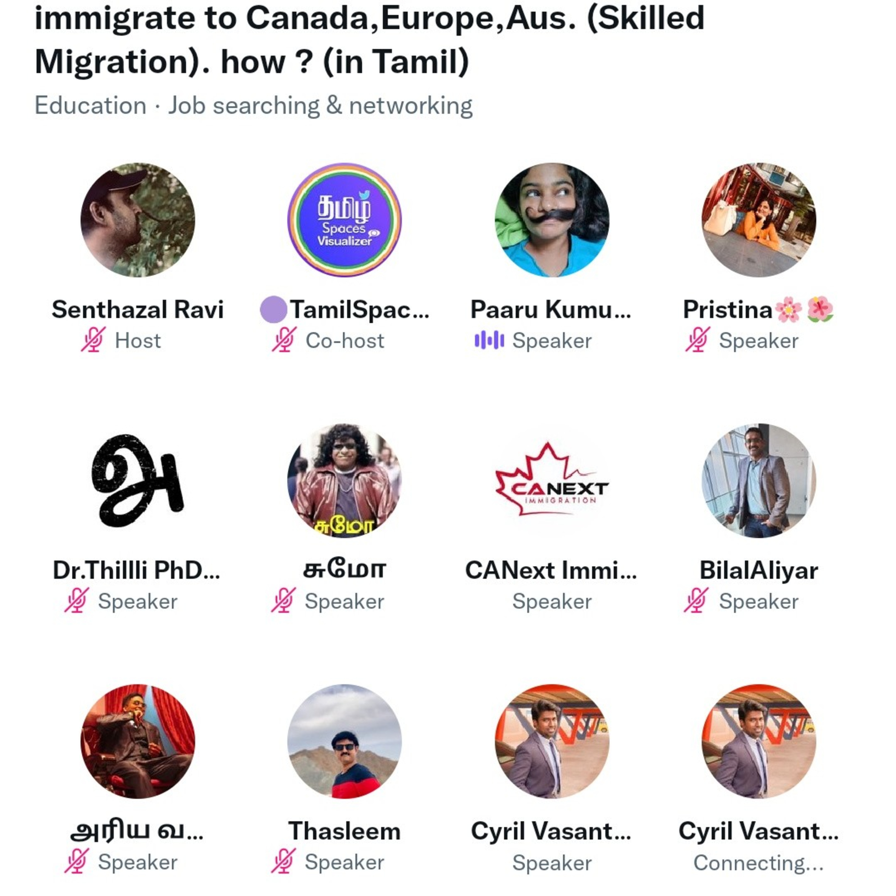 Twitter Spaces on Immigration to foreign countries, Space hosted by Senthazhal Ravi  episode artwork