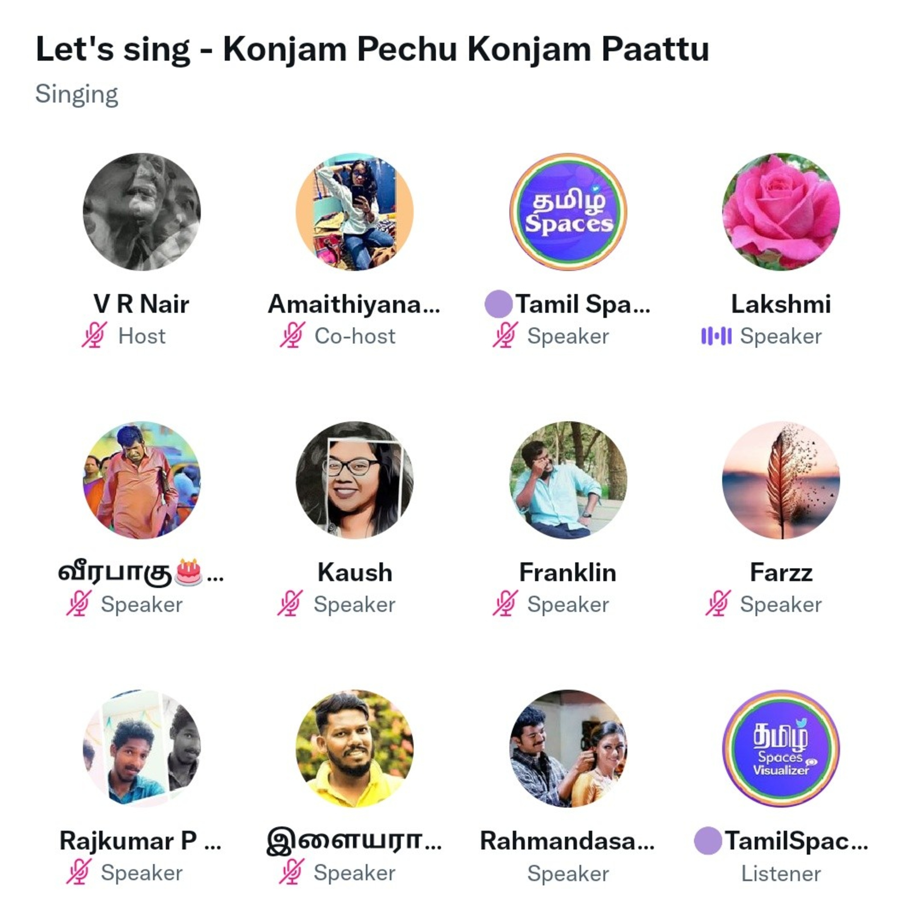 Konjam Pechu Konjam Paattu, Twitter Spaces Hosted by VR Nair , AmaithiPonnu  episode artwork