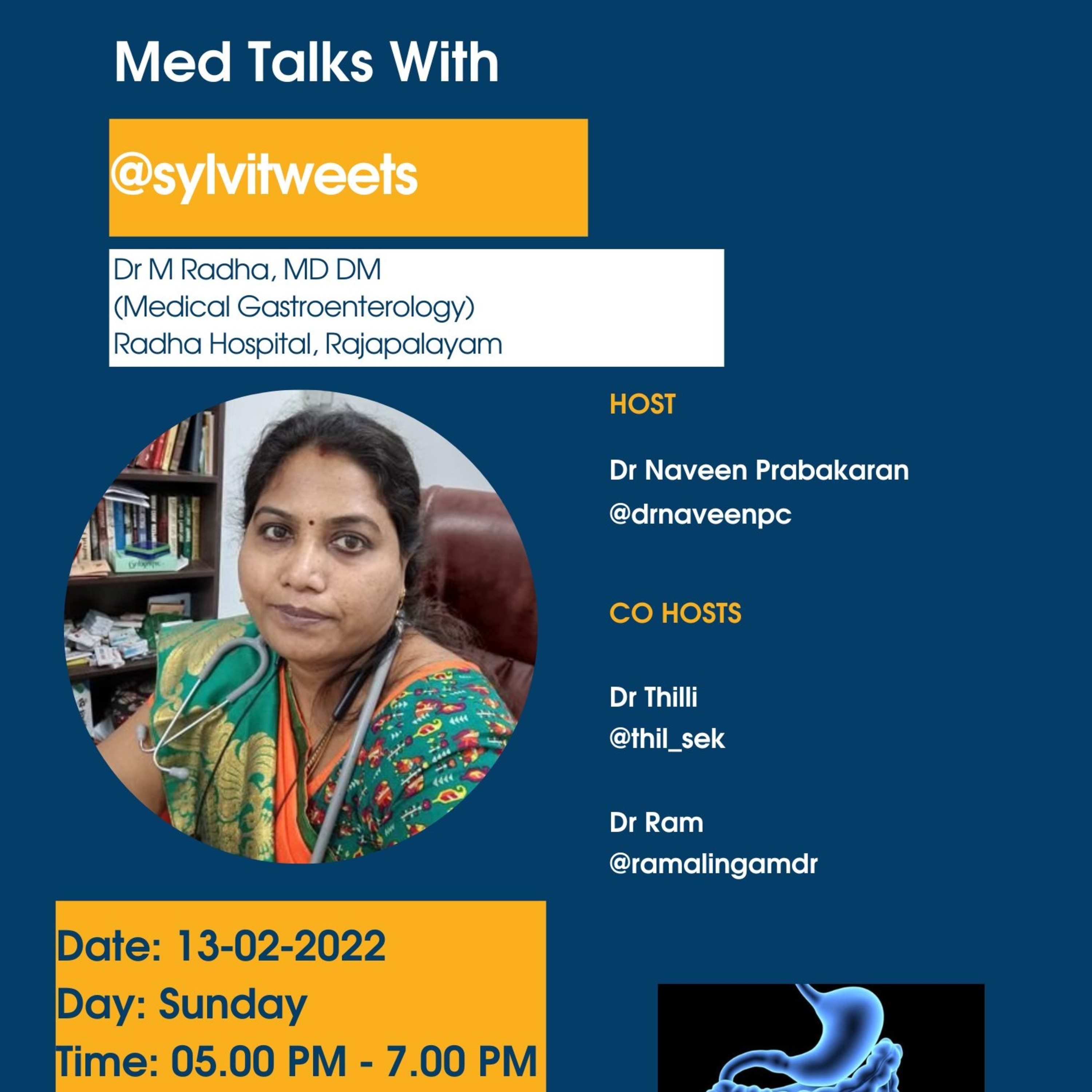 #MedTalks with Dr @sylvitweets, hosted by @drnaveenpc
 on "Common Gastro Intestinal Track Disorder"  episode artwork