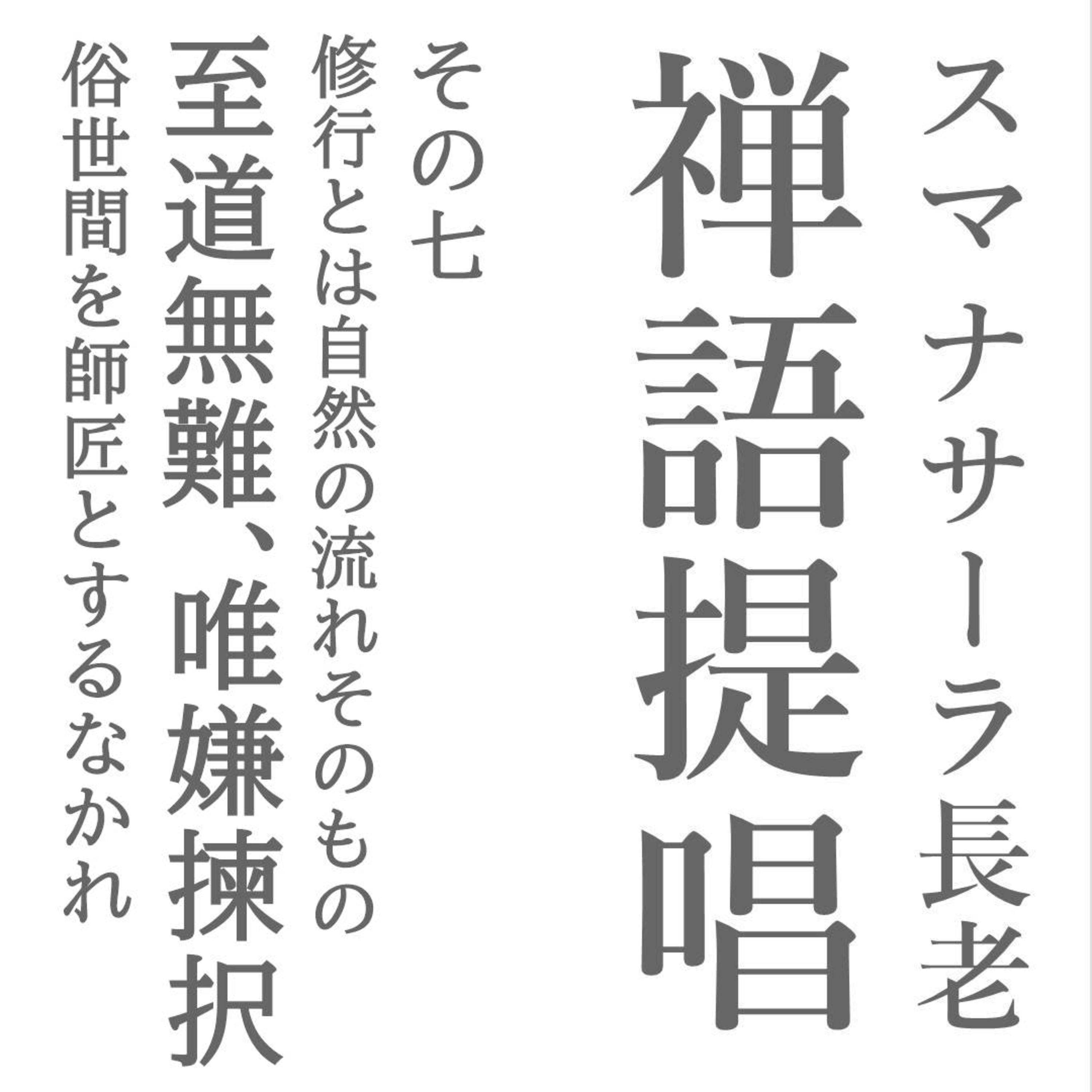 スマナサーラ長老の禅語提唱(七)至道無難、唯嫌揀択 修行とは自然の流れそのもの/修行とは自然の流れそのもの episode artwork