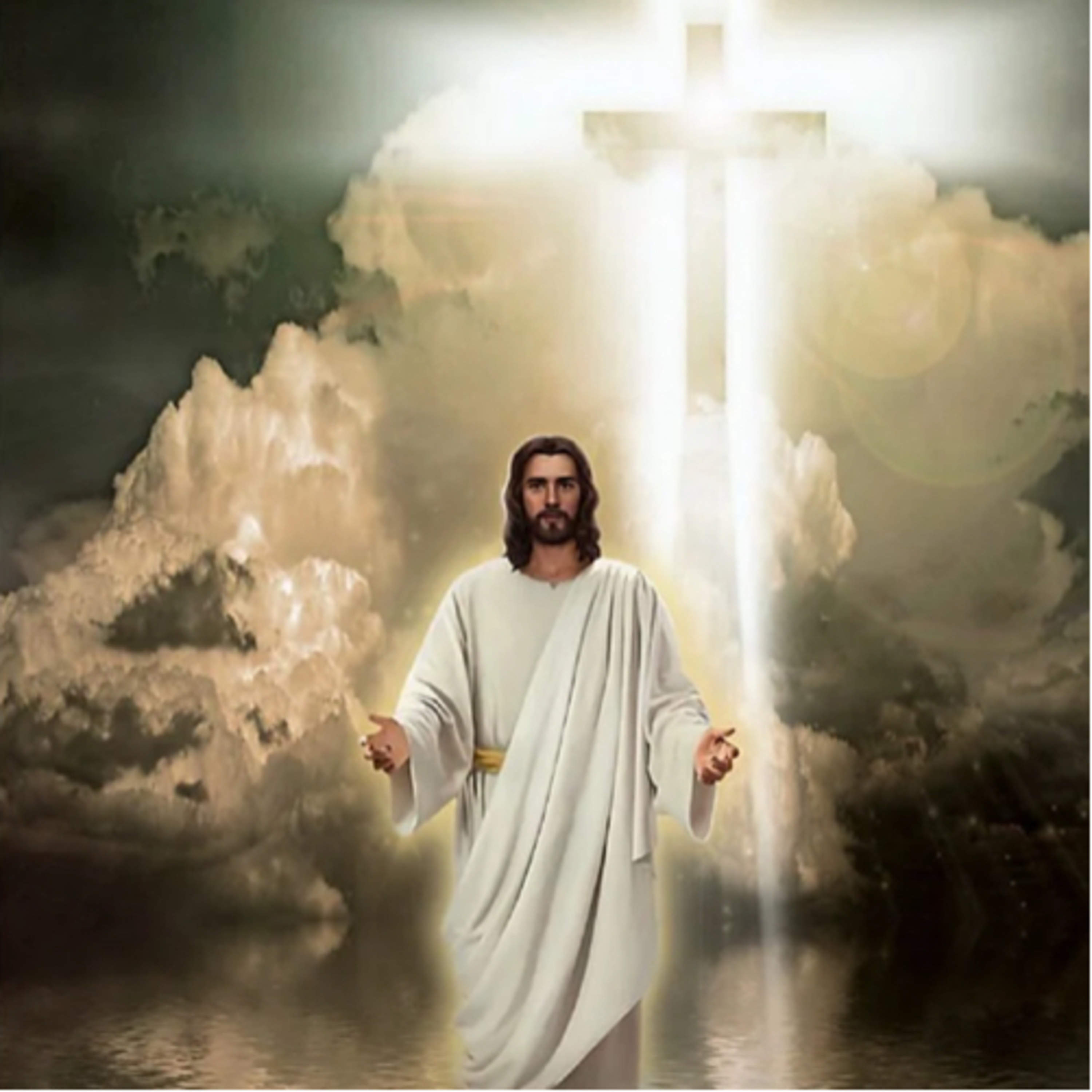 The cross is like a hug Revelation, arms out wide episode artwork