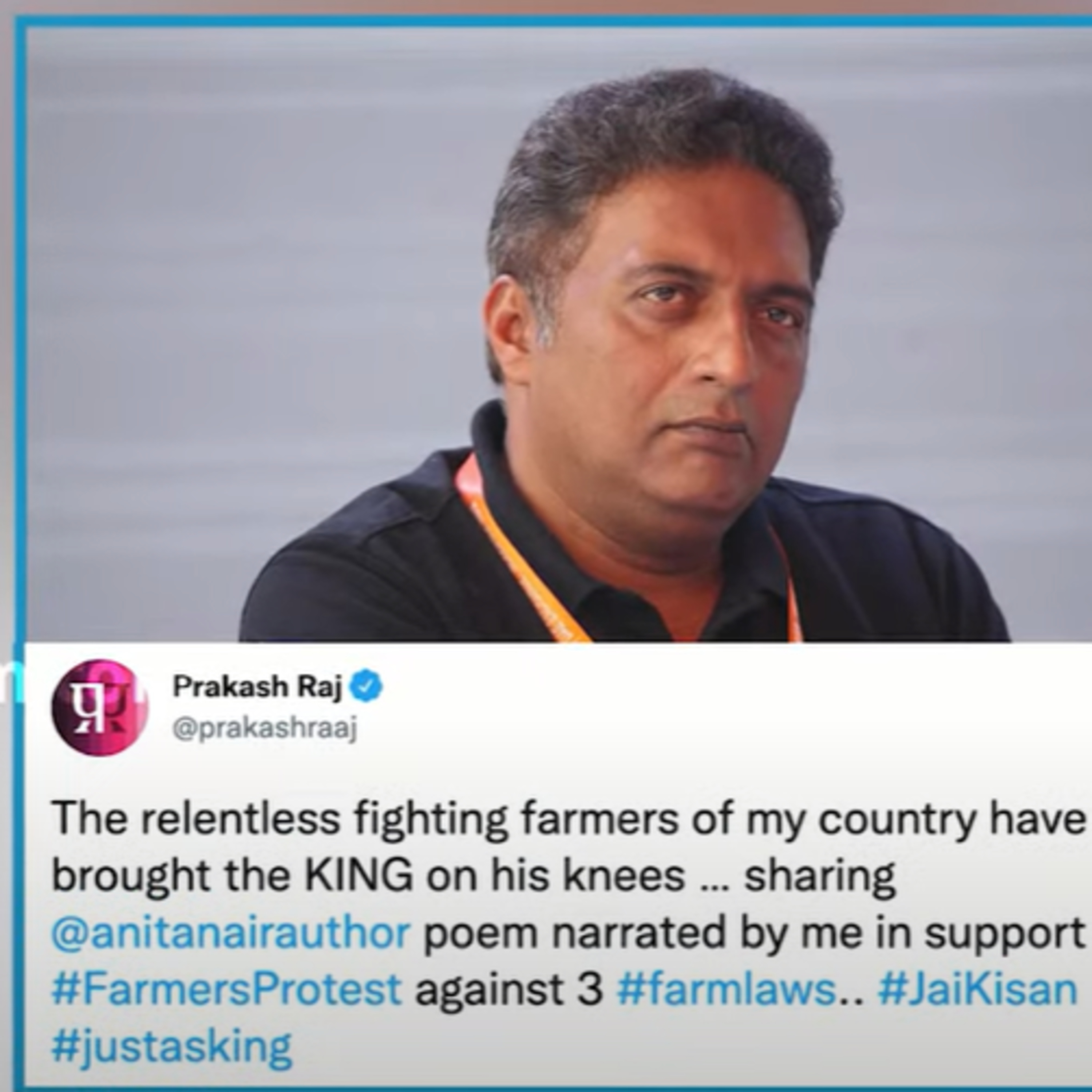 Prakash Raj reacts to Modi's decision to repeal farm laws episode artwork
