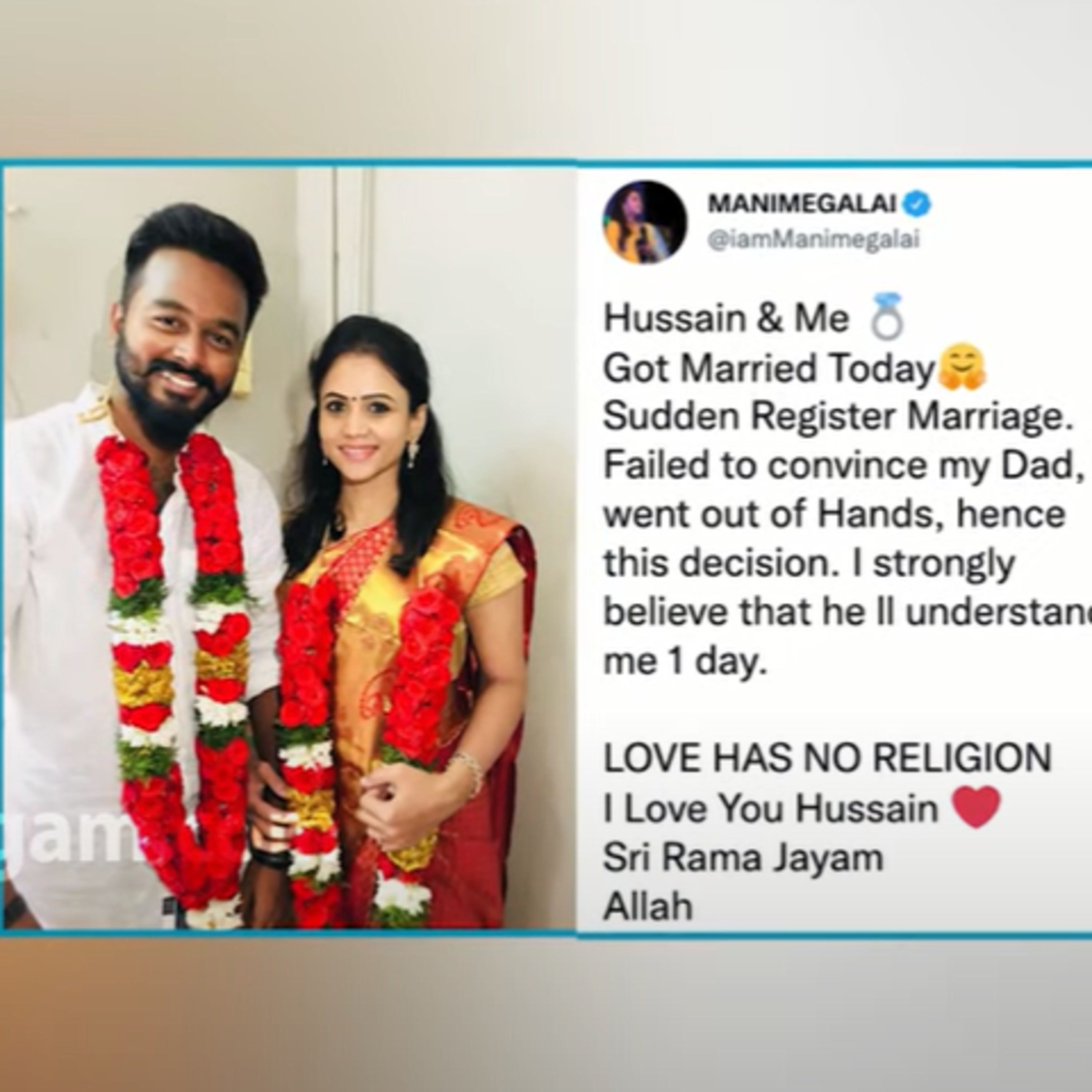 Manimegalai Hussain's Mass Tweet on her Wedding Anniversary episode artwork