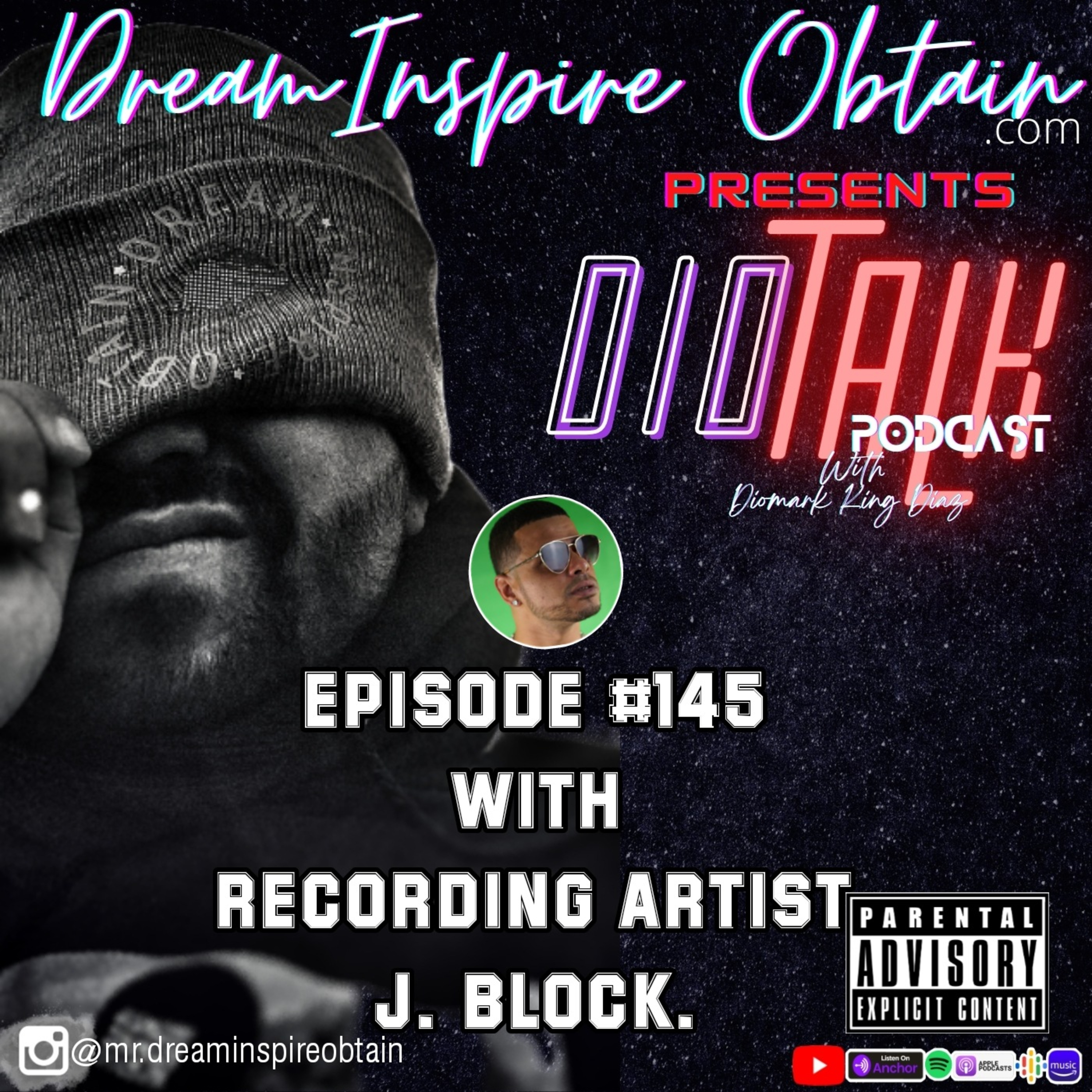 DIOTALK Podcast Episode #145 (Spanish) with Recording Artist J. Block. episode artwork